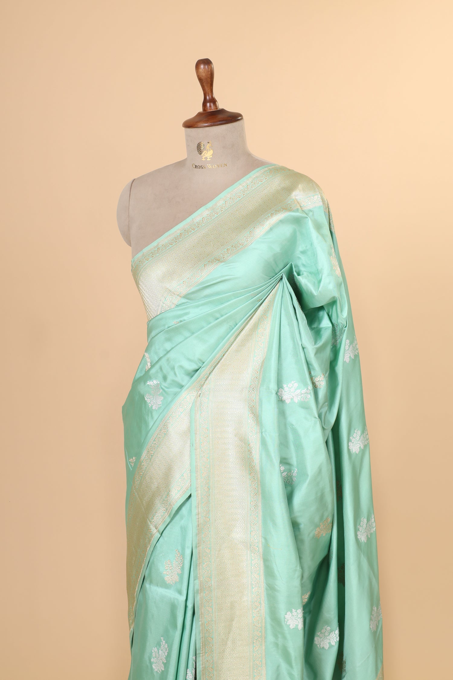 Mint Green Handwoven Pure Banarasi Katan Silk Saree