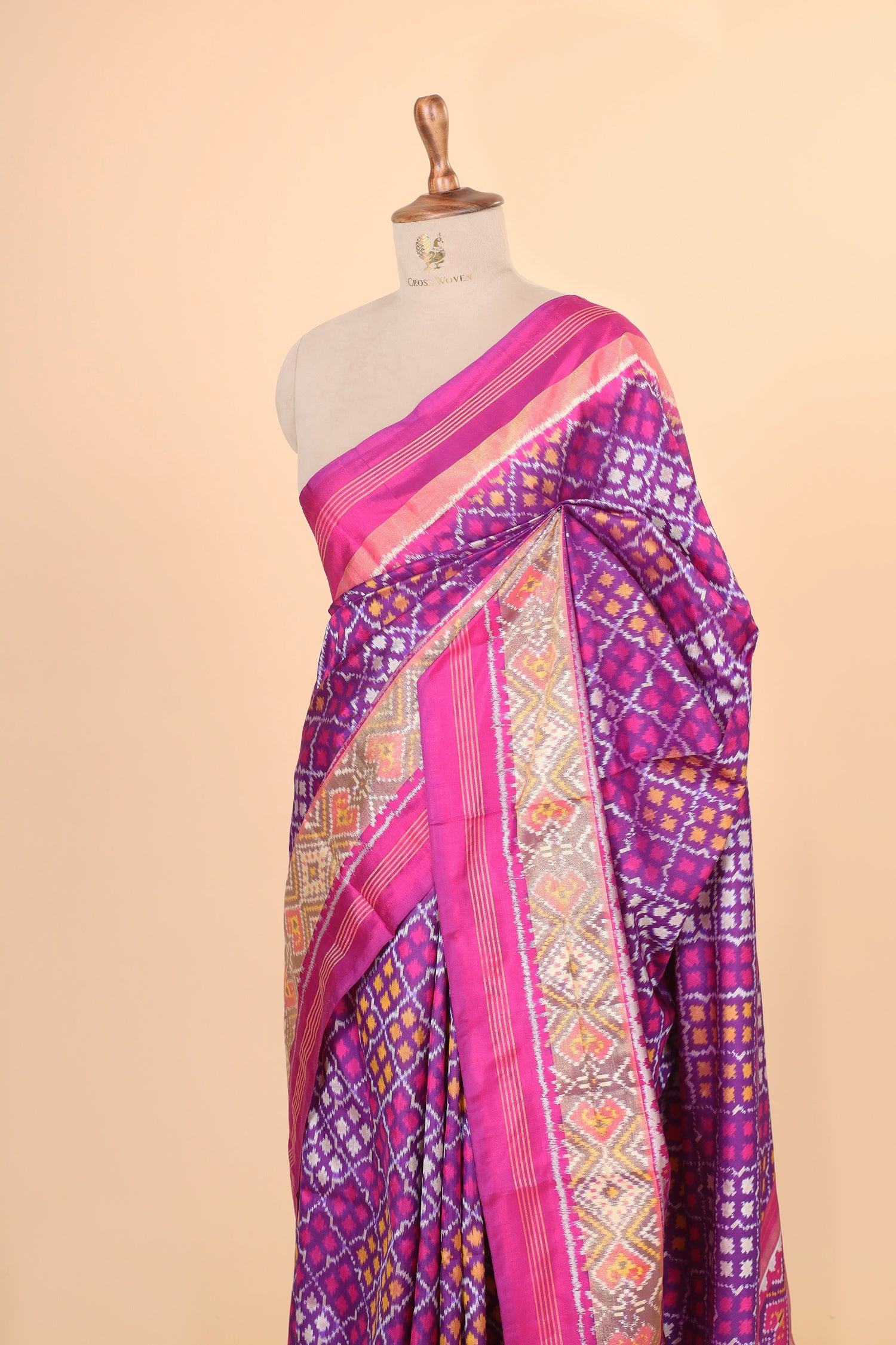 Purple Katan Silk Ikkat Patola Saree