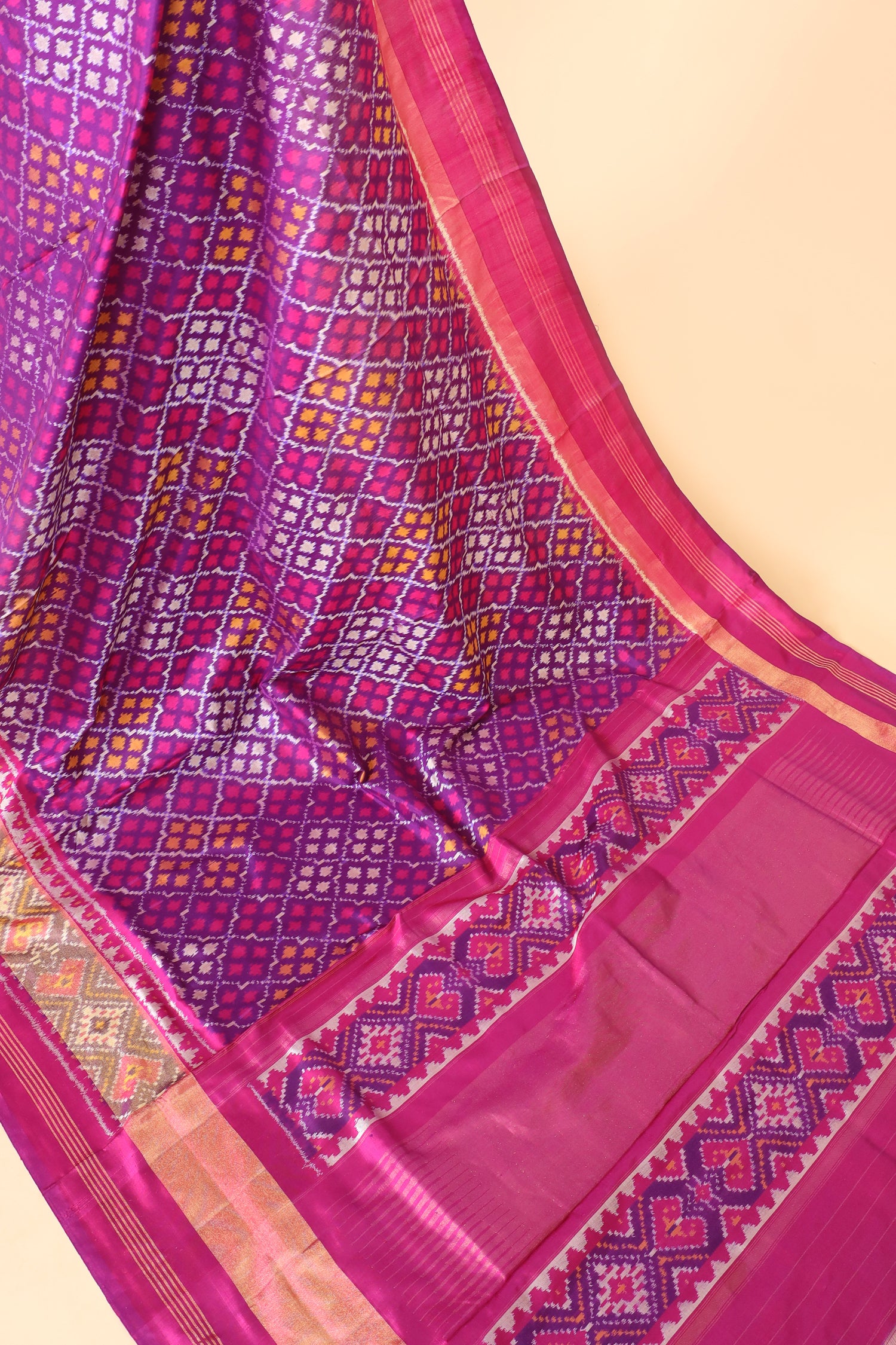Purple Katan Silk Ikkat Patola Saree