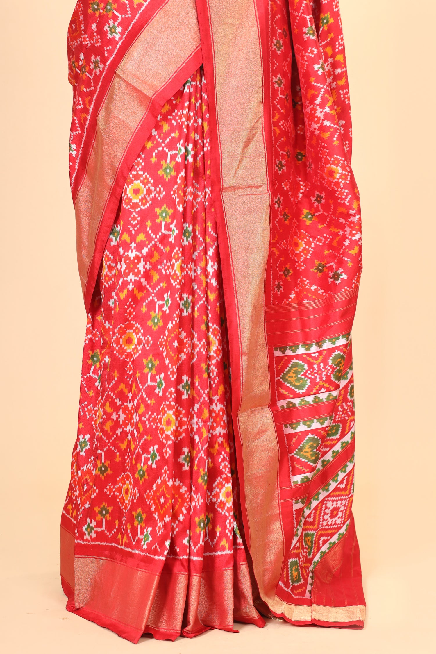 Red Katan Silk Ikkat Patola Saree