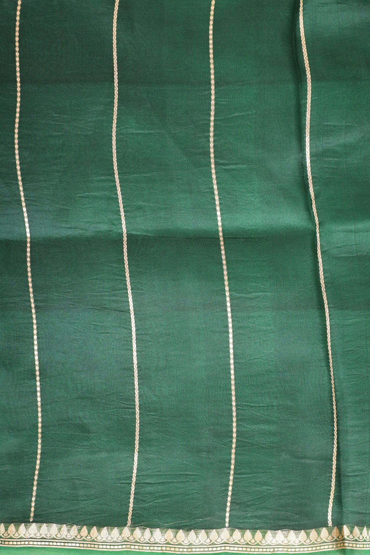 Deep Green Arashi Dye Organza Silk Saree