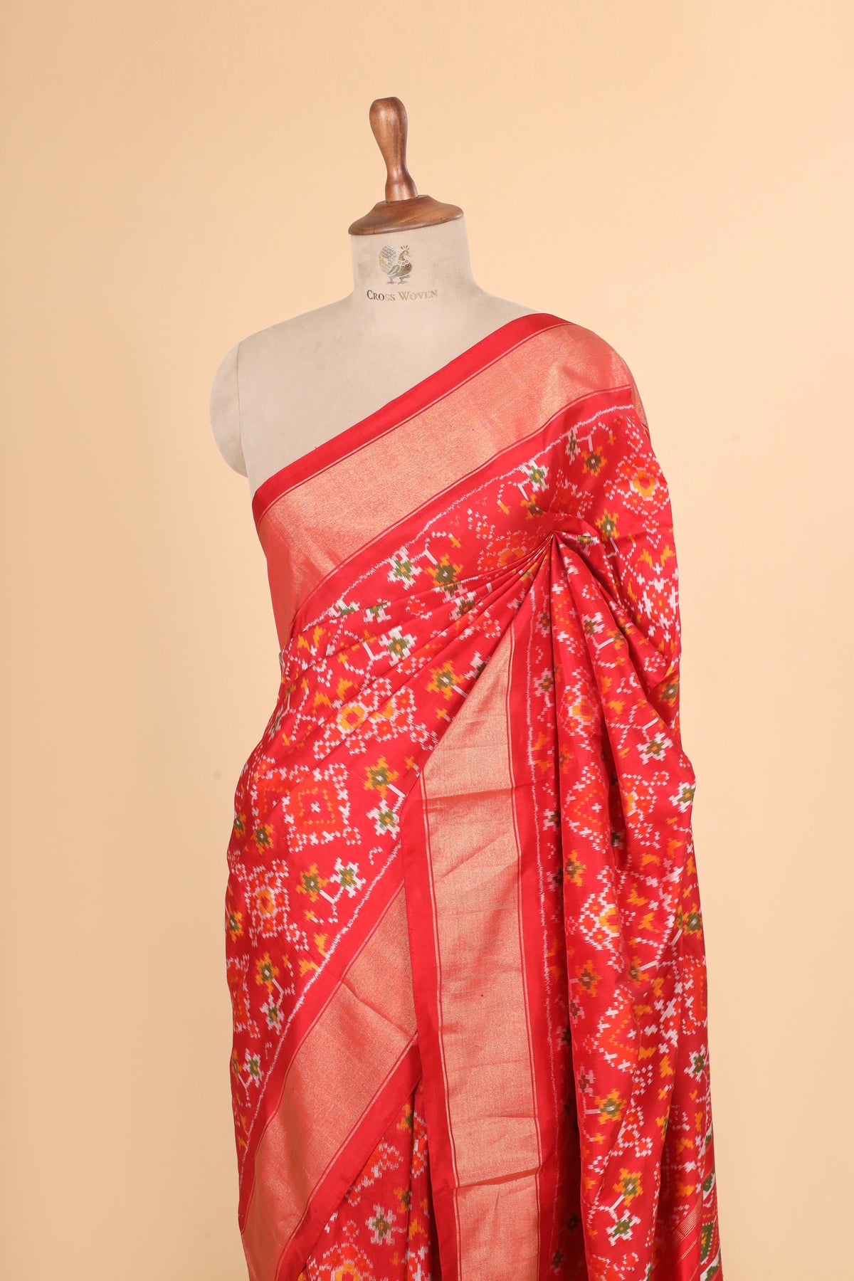 Red Pure Katan Silk Patola Saree with Intricate Allover Motifs