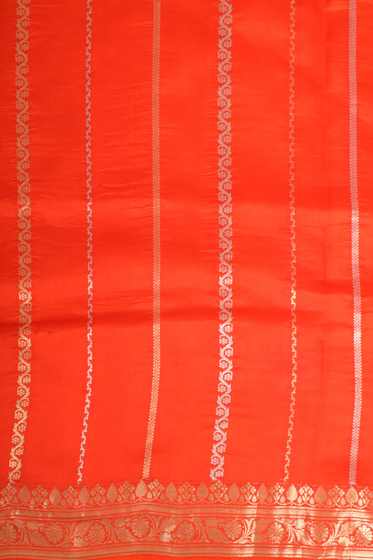 Orange Handwoven Pure Banarasi Soft Silk Saree