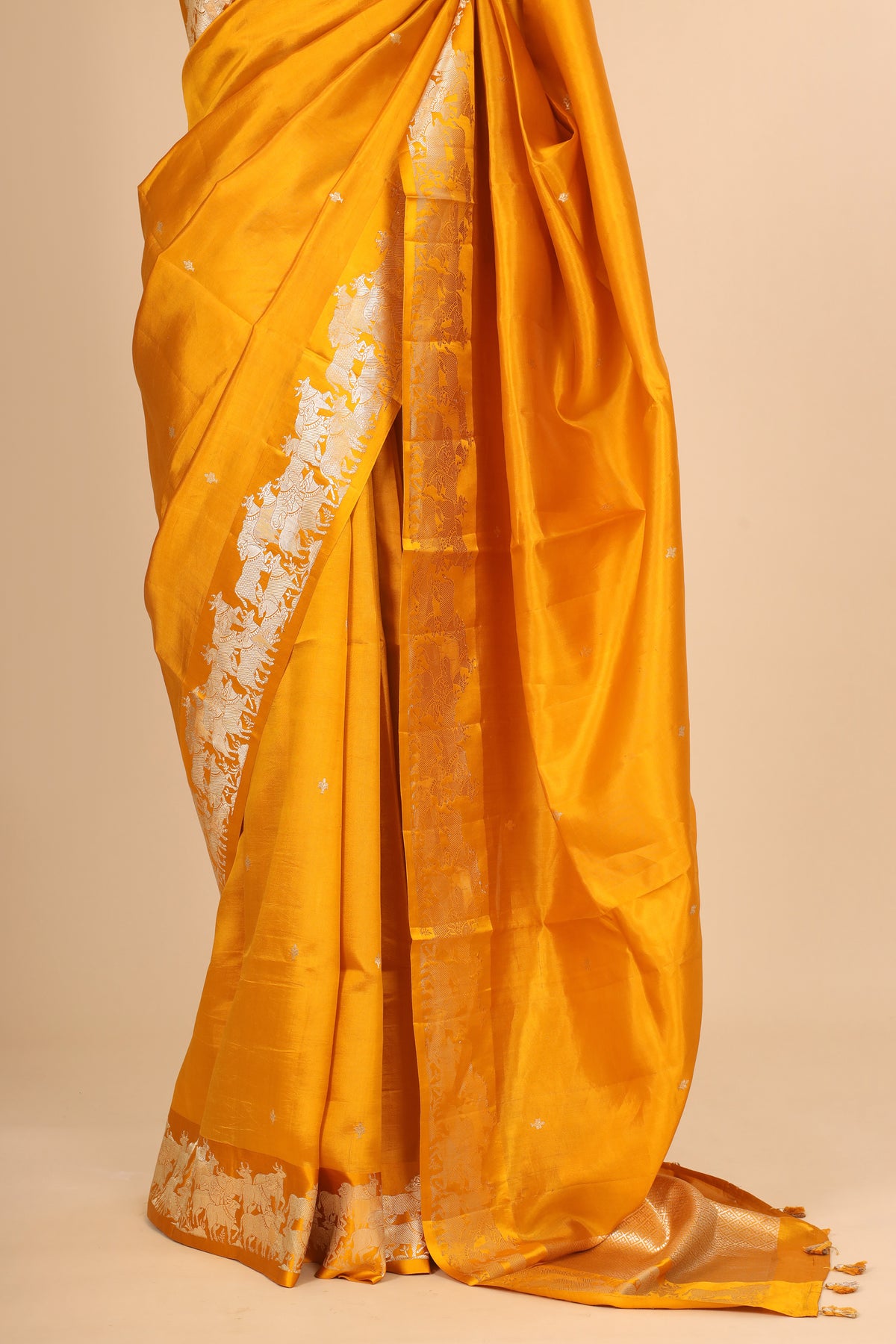 Yellow Handwoven Pure Banarasi Soft Silk Saree