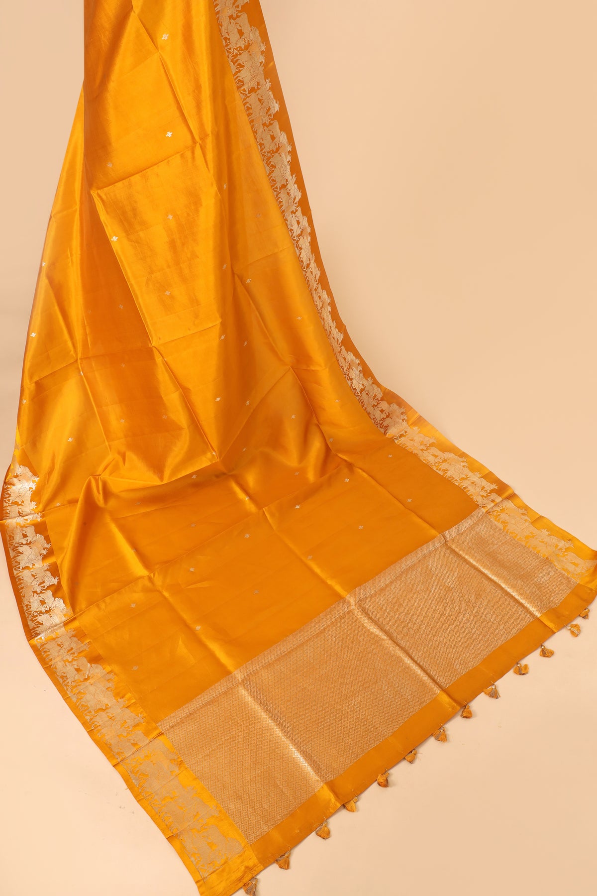 Yellow Handwoven Pure Banarasi Soft Silk Saree