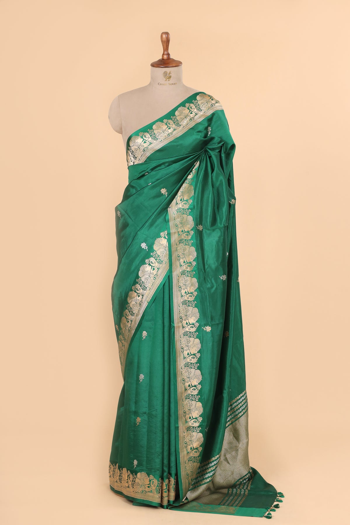 Emerald Green Handwoven Pure Banarasi Soft Silk Saree
