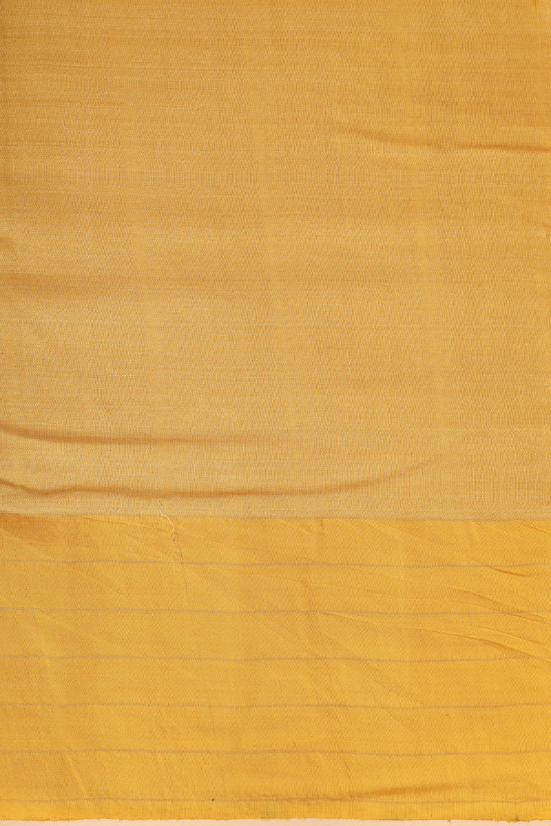 Beige And Yellow Tusser Silk Saree With Handbrush Floral Work