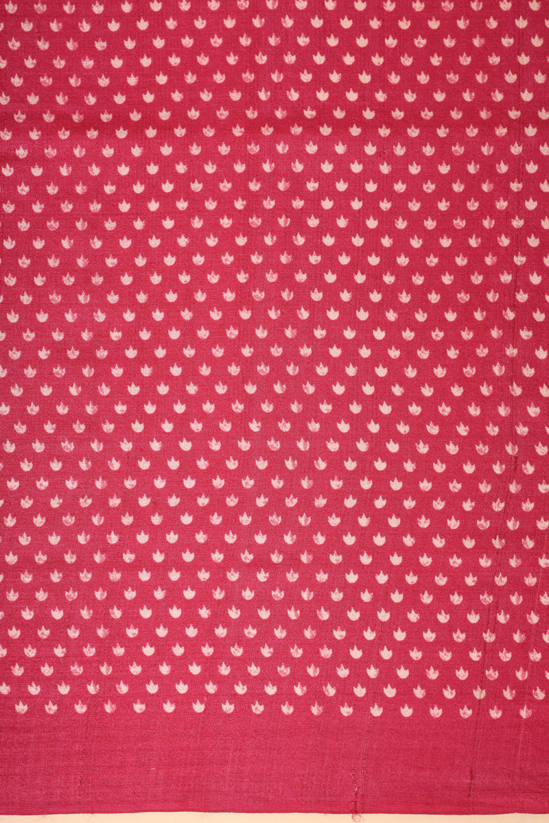 Pink Printed Pure Tussar Silk Saree with Traditional Motifs