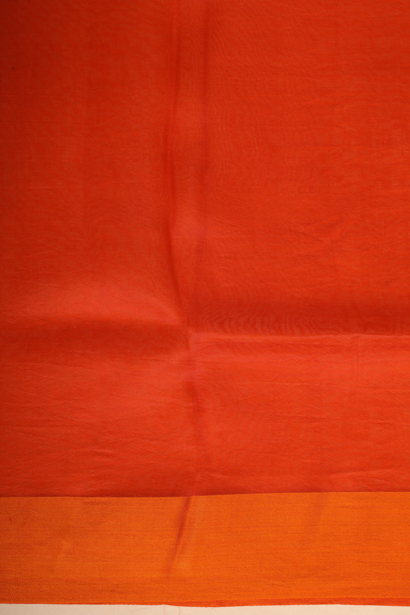 Orange Arashi Dye Organza Silk Saree with Satin Border