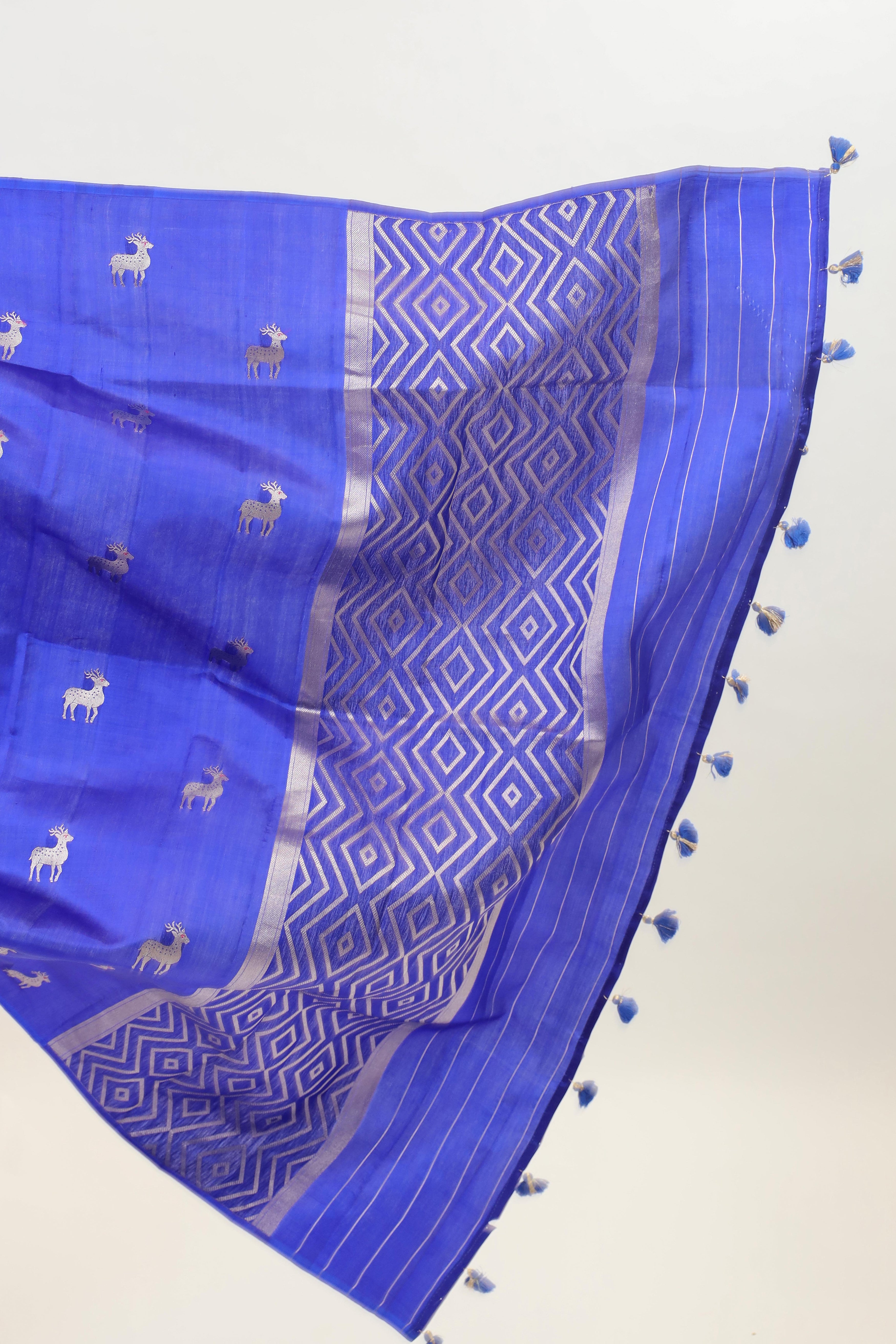 Royal Blue Handwoven Pure Banarasi Soft Silk Saree