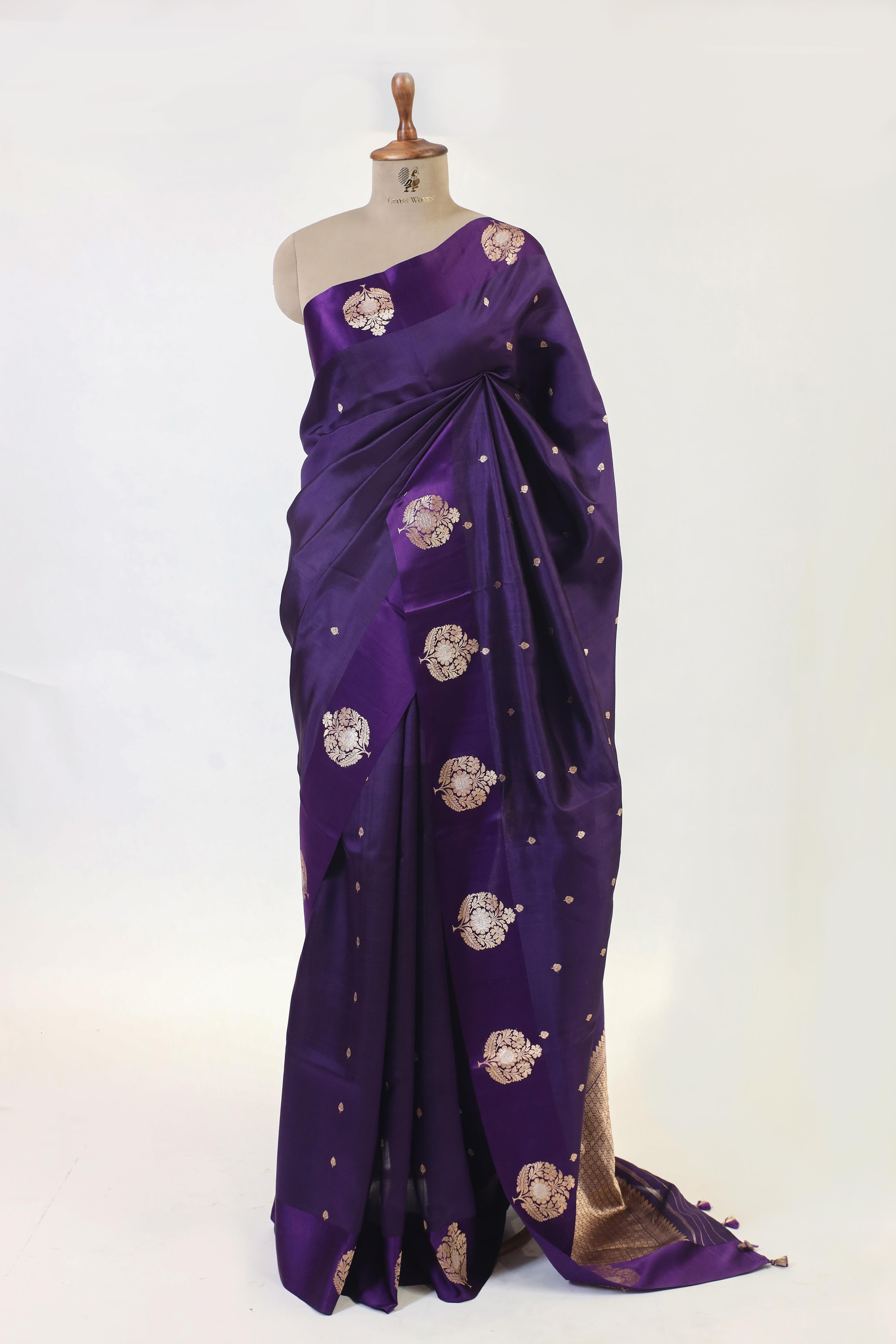 Deep Purple Handwoven Pure Banarasi Soft Silk Saree