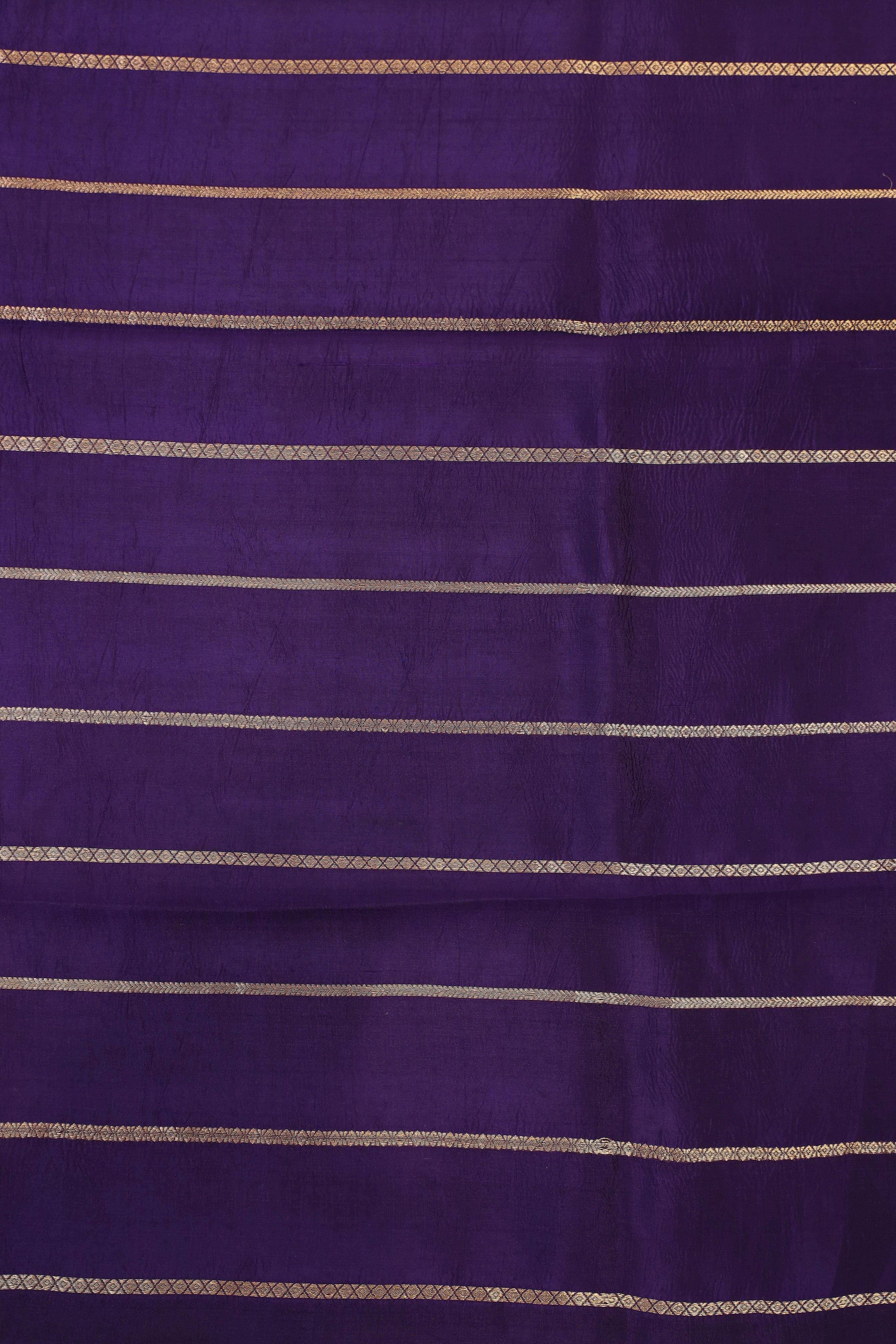 Deep Purple Handwoven Pure Banarasi Soft Silk Saree