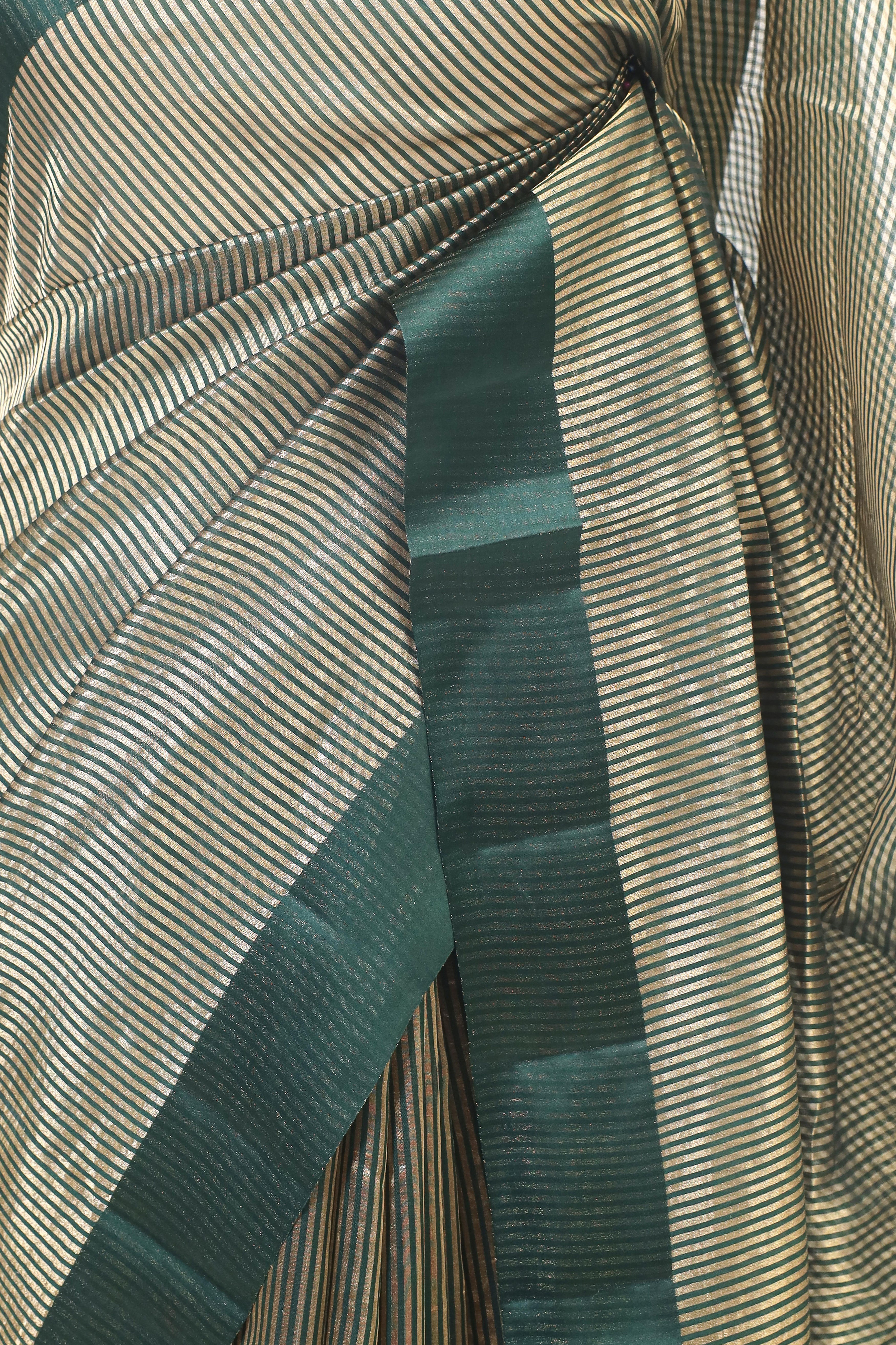 Bottle Green Handwoven Pure Banarasi Katan Silk Saree