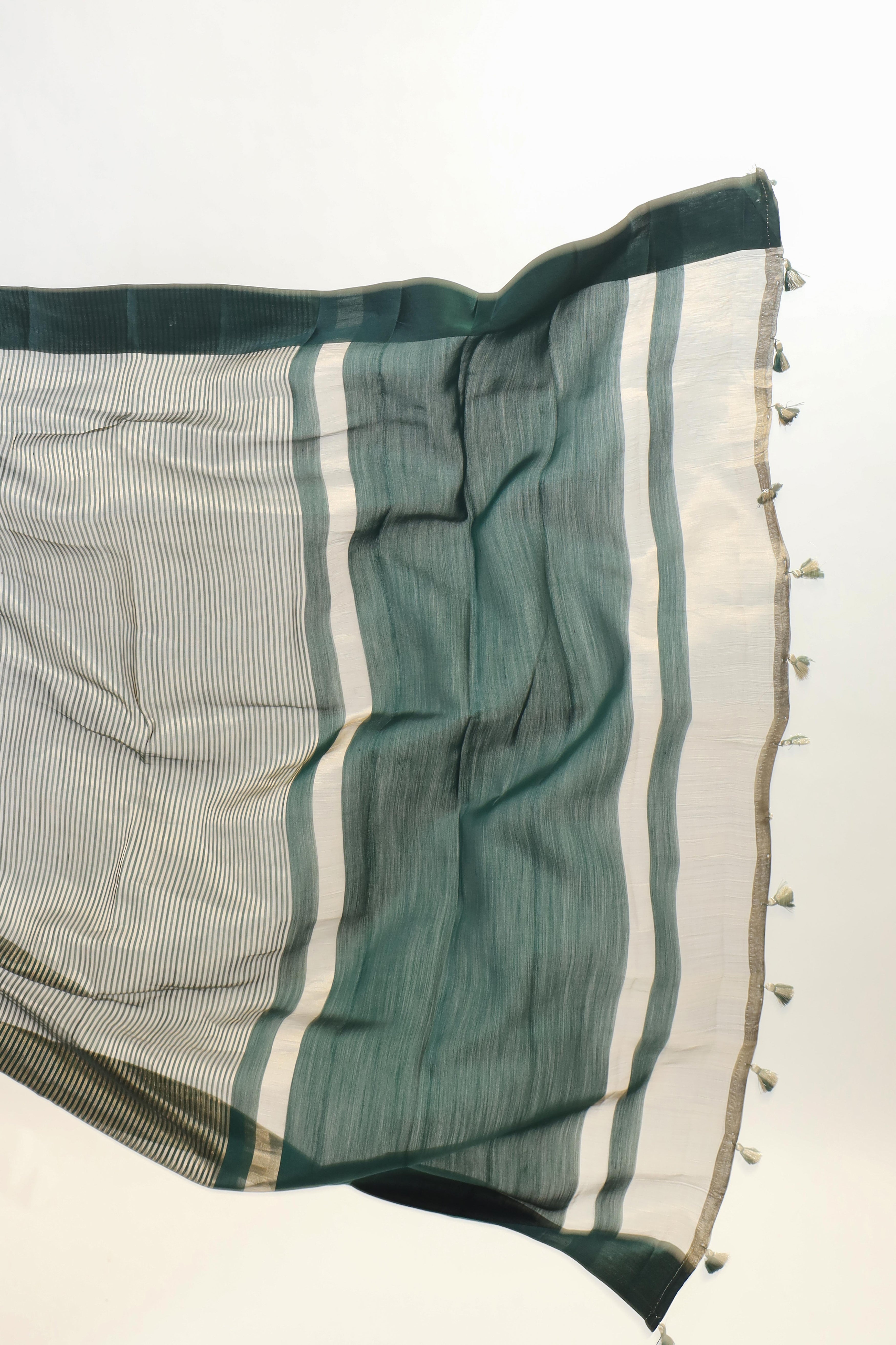 Bottle Green Handwoven Pure Banarasi Katan Silk Saree