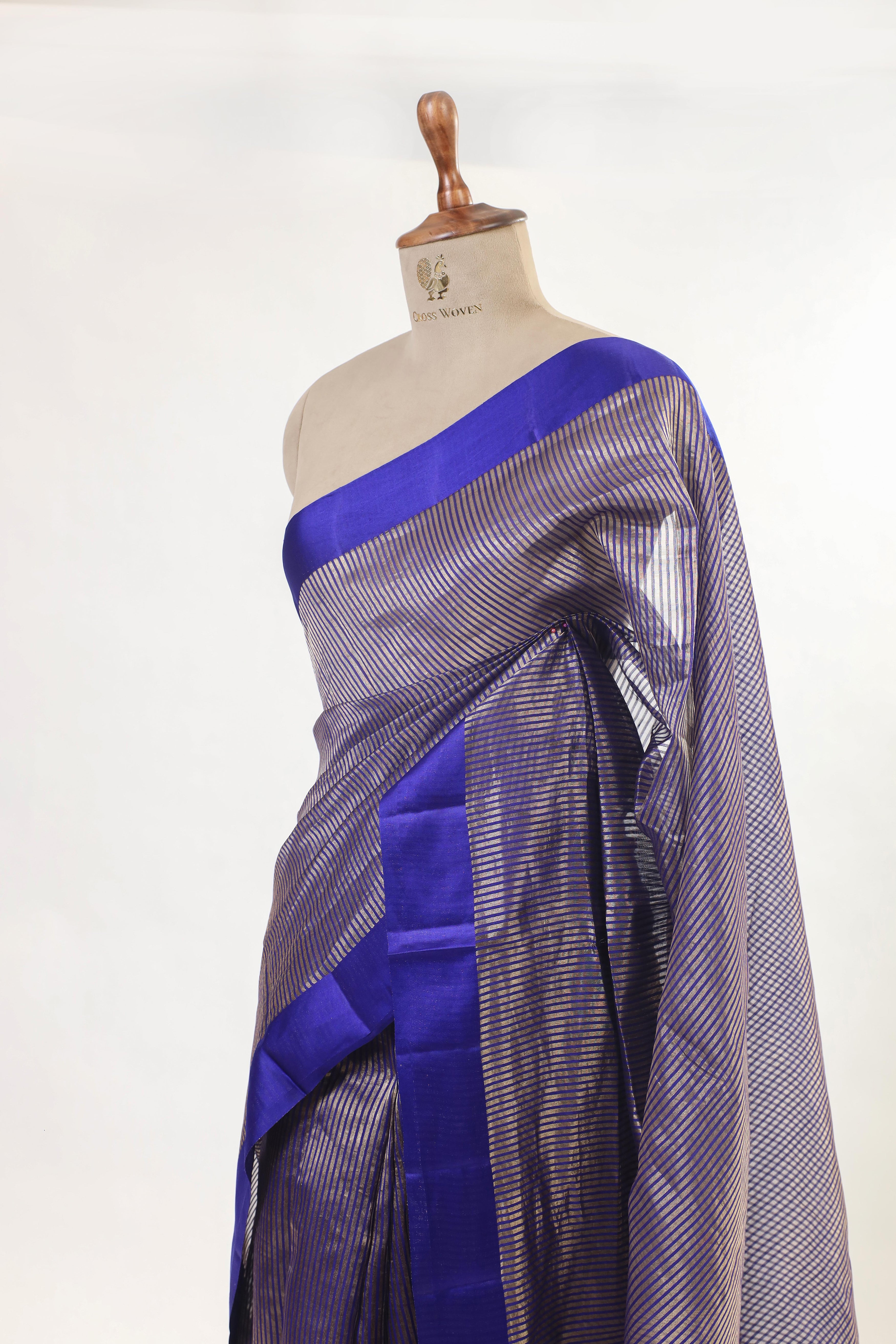 Deep Blue Handwoven Pure Banarasi Soft Silk Saree