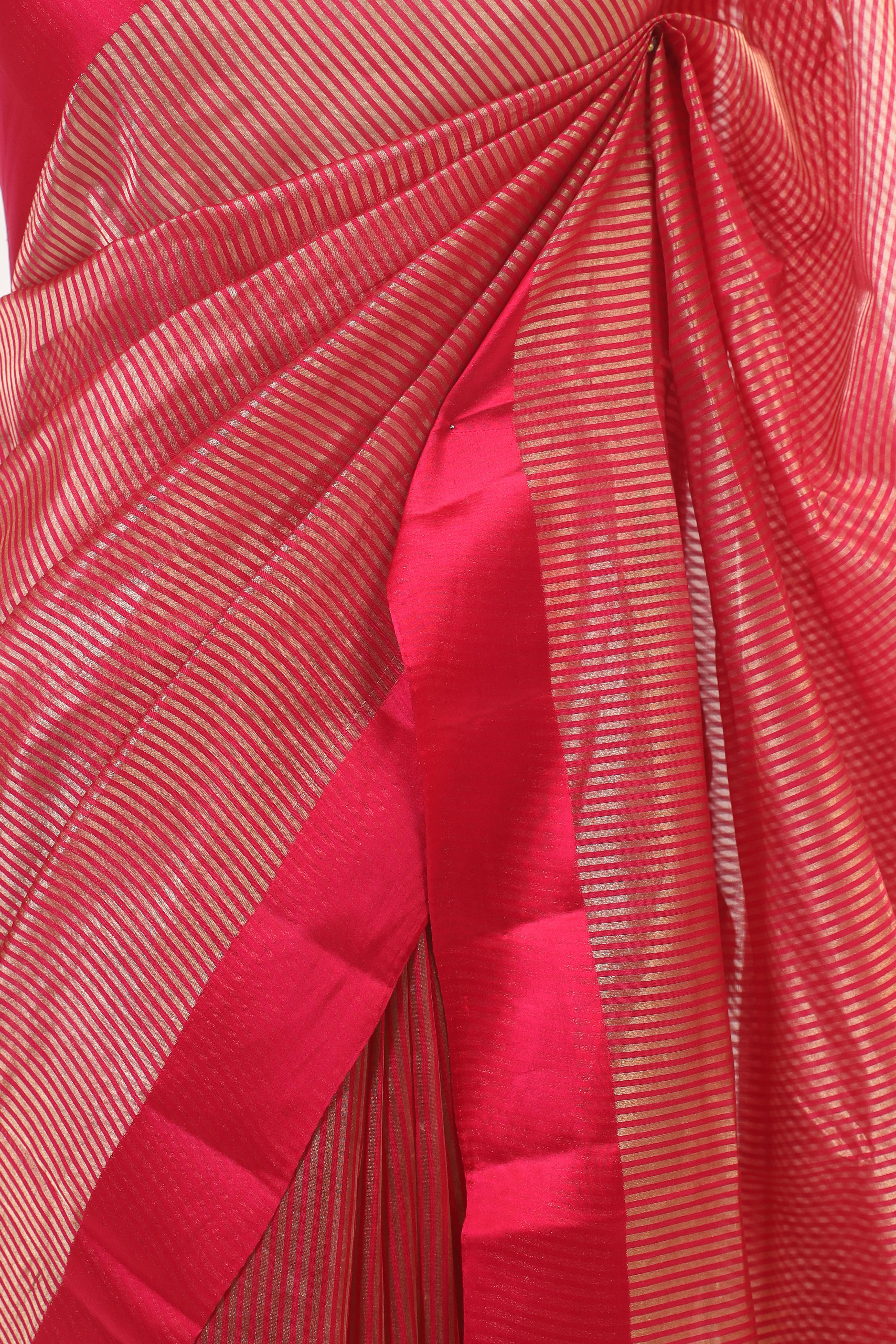 Raspberry Pink Handwoven Pure Banarasi Soft Silk Saree