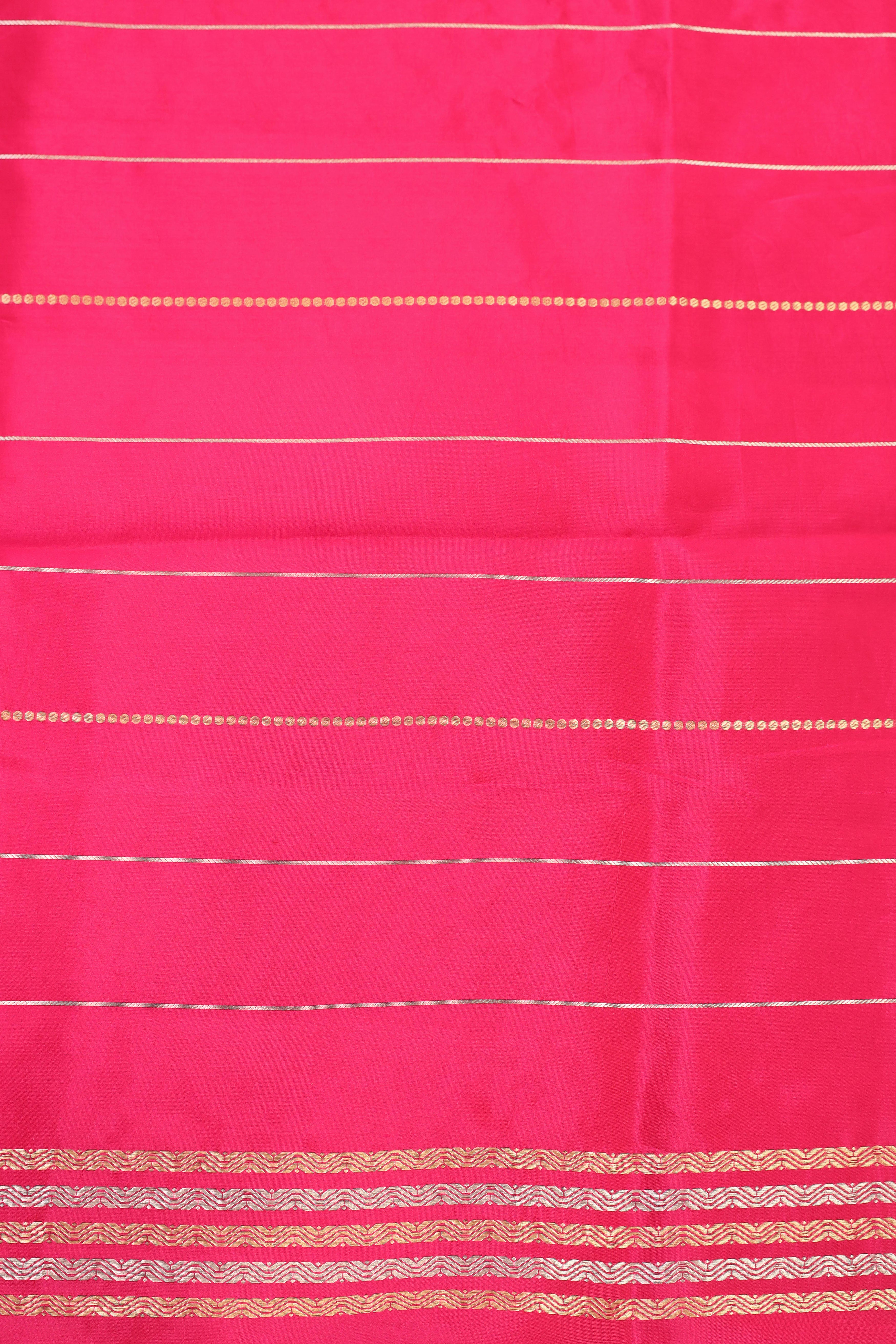 Gayatri Mantra Embellished Handwoven Pink Banarasi Soft Silk Saree With Nandi Motifs