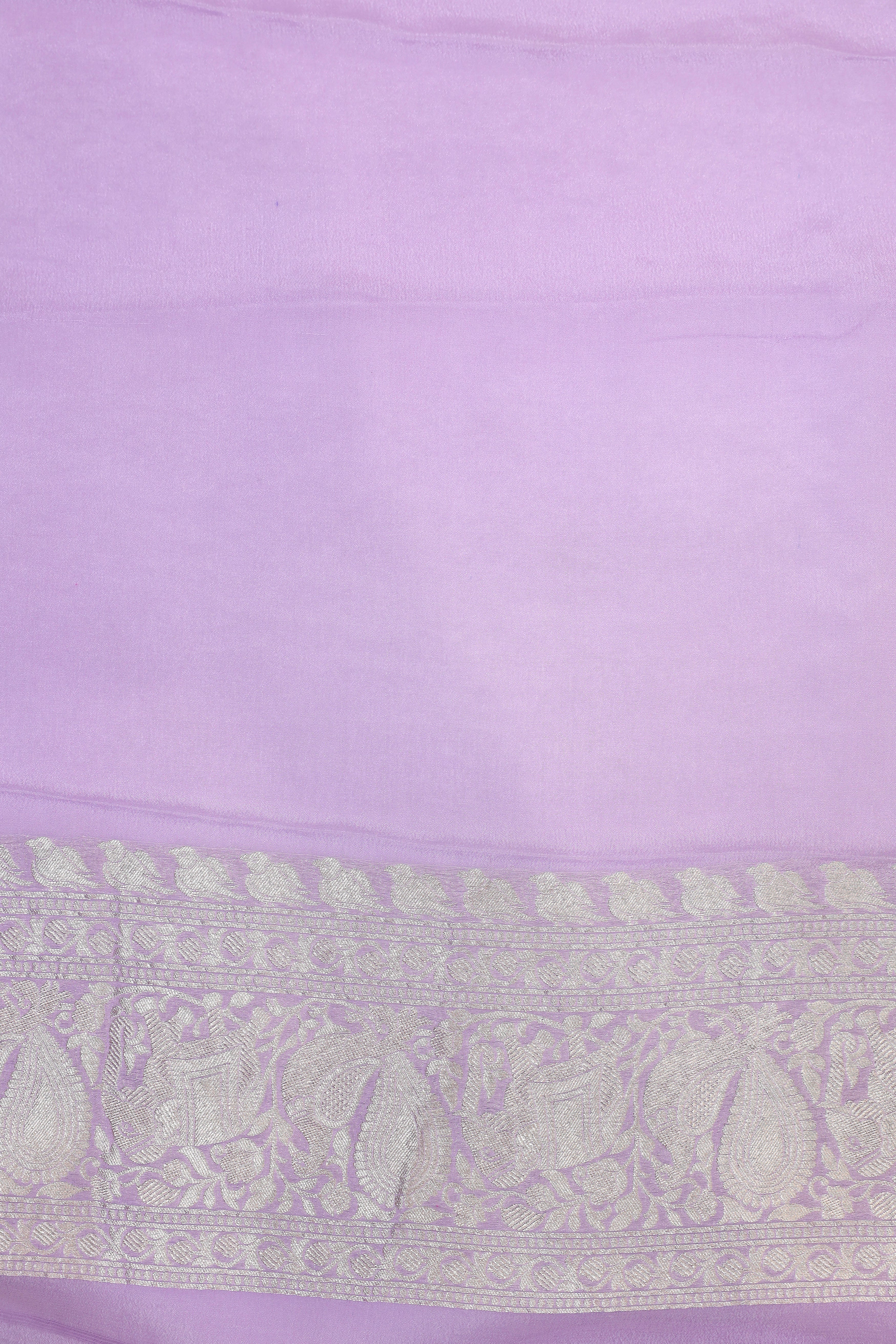 Lavender Banarasi Georgette Khaddi Floral Jaal With Silver Zari Saree