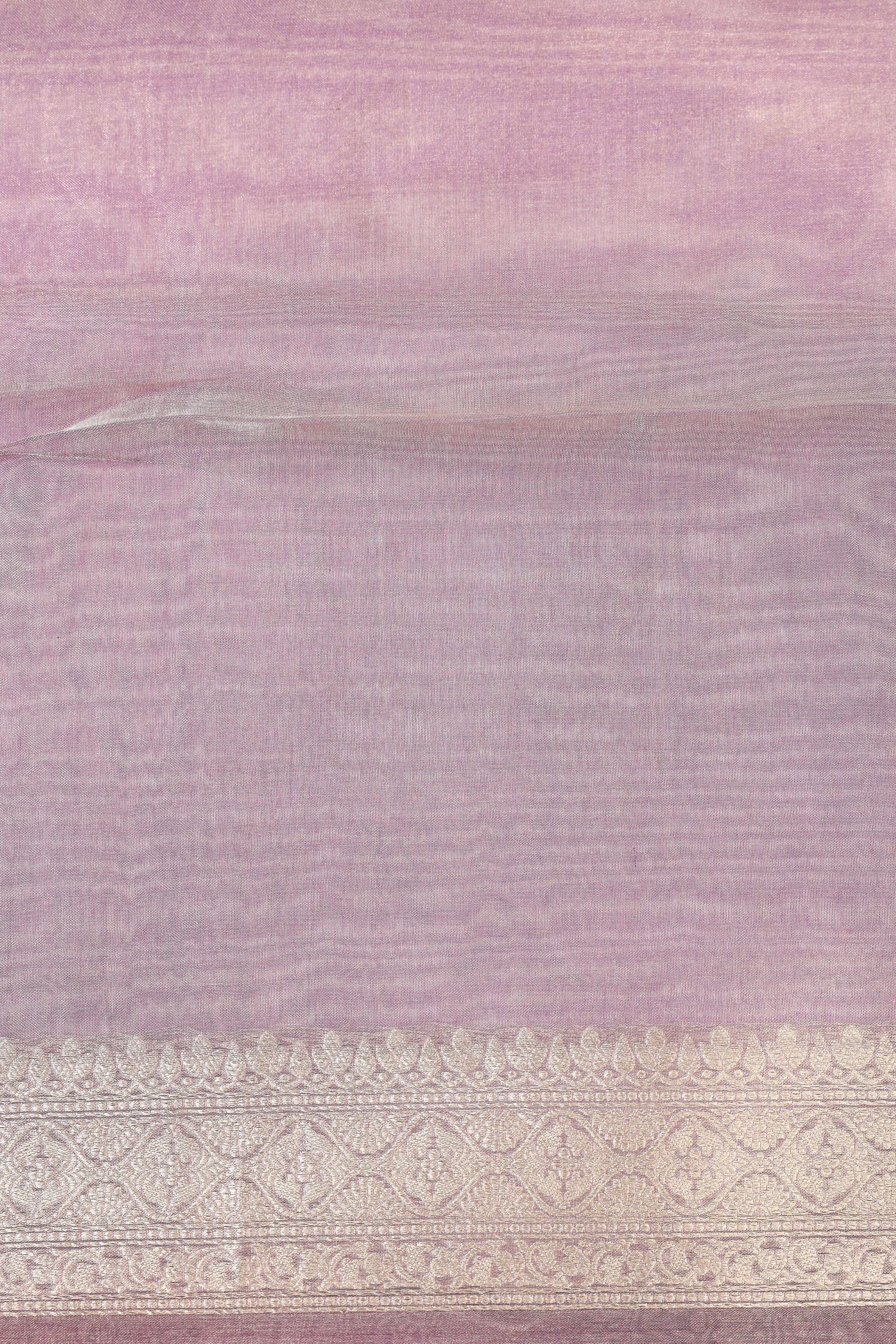 Baby Pink Tissue Silk Saree With Geometrical Meenakari Woven