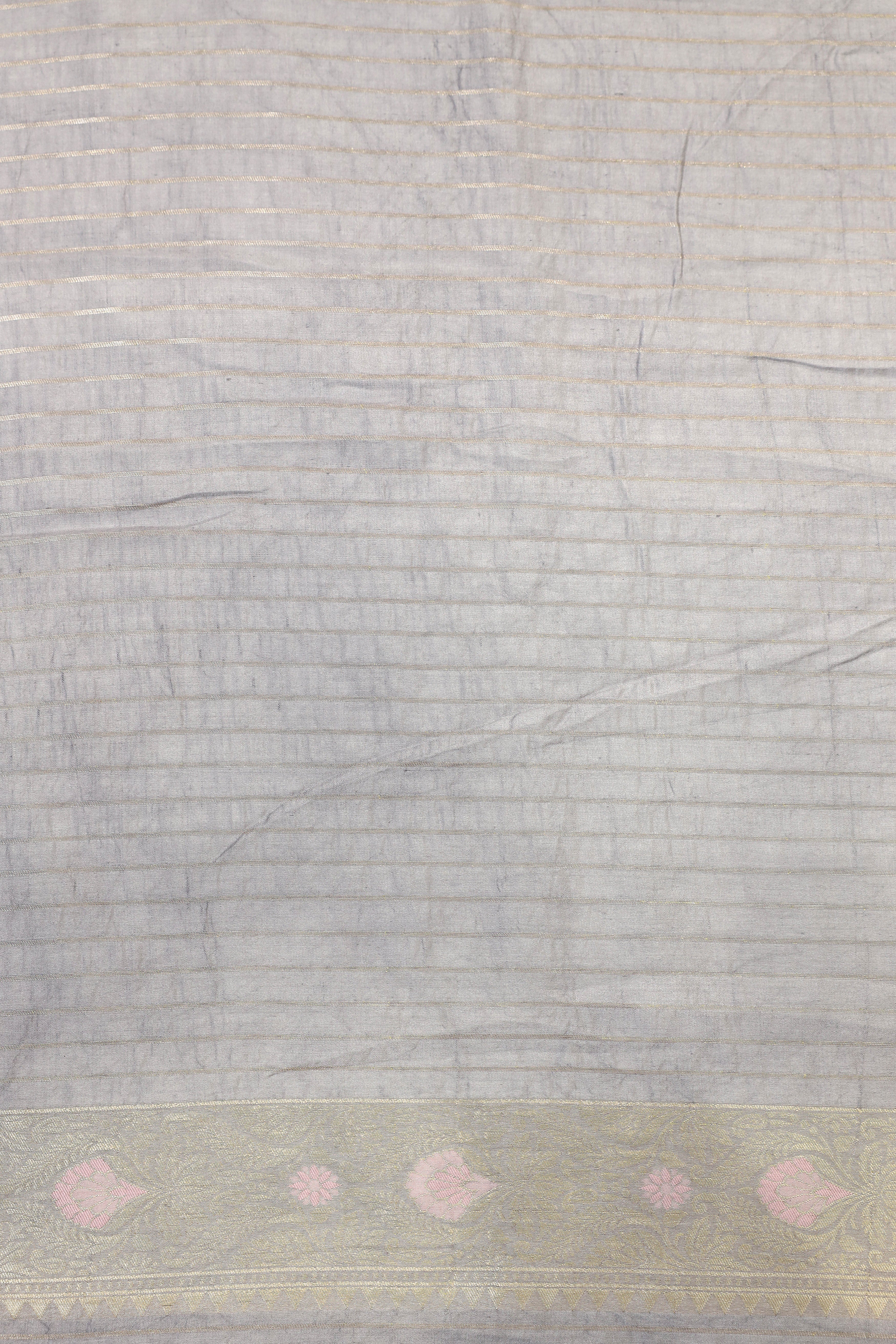 Cloud Gray Chiniya Tissue Silk Saree With Meena Woven Floral Jaal