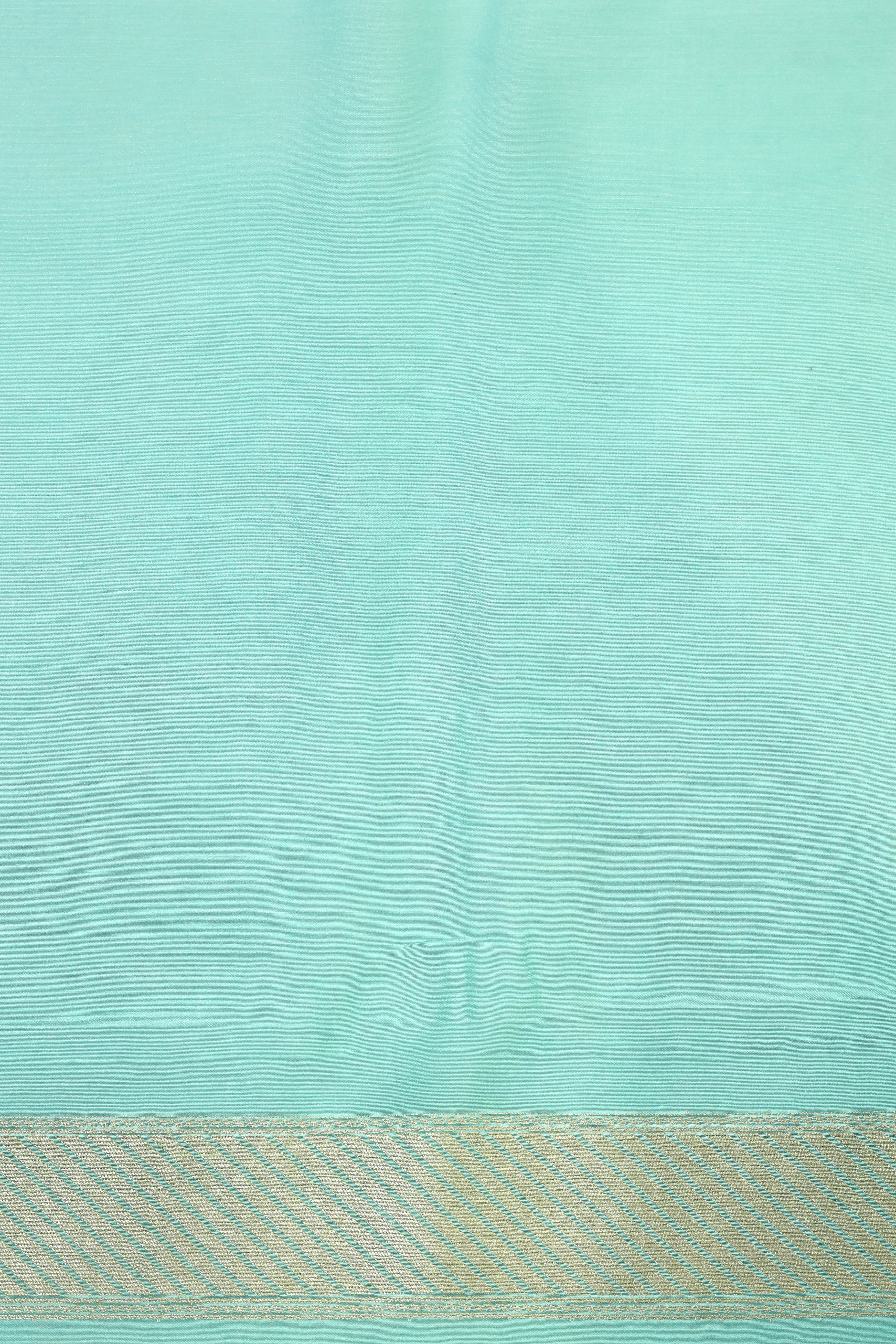 Sky Blue Moonga Silk Saree With Meenakari Floral Motifs