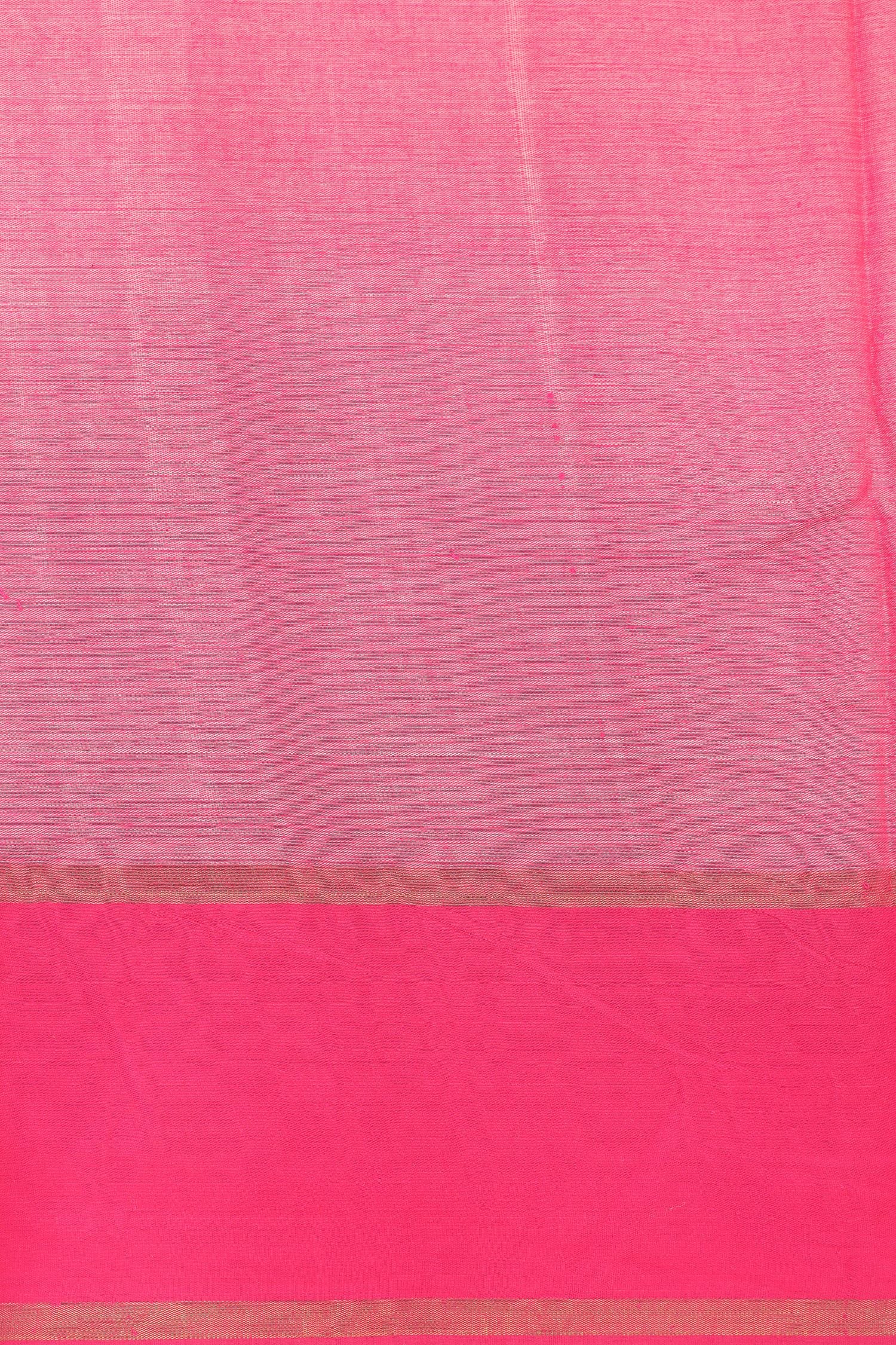 Beige And Pink Tusser Silk Saree With Handbrush Floral Work