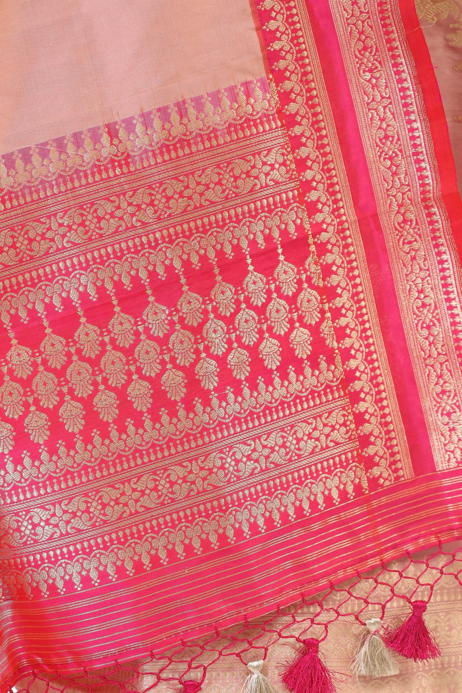 Dusty Rose Katan Silk Suit with Kadhwa Zari Weaving & Contrast Border Dupatta