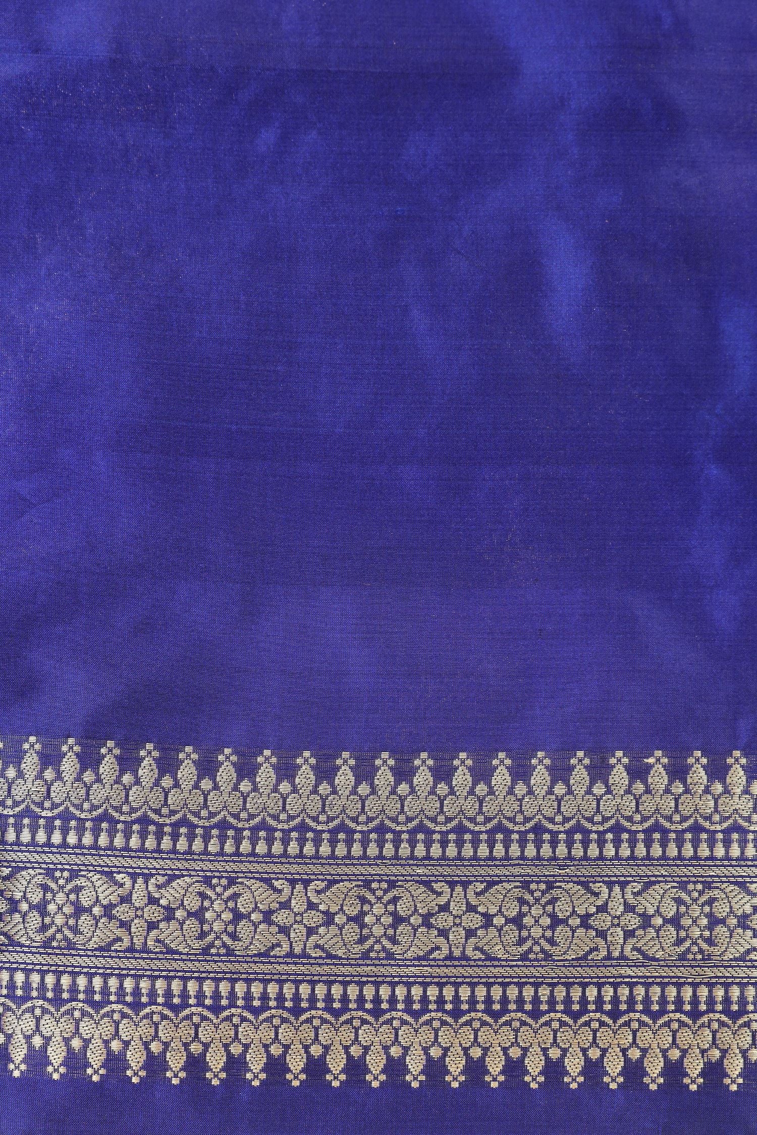 Electric Blue Katan Silk Suit with Kadhwa Zari Weaving & Contrast Border Dupatta