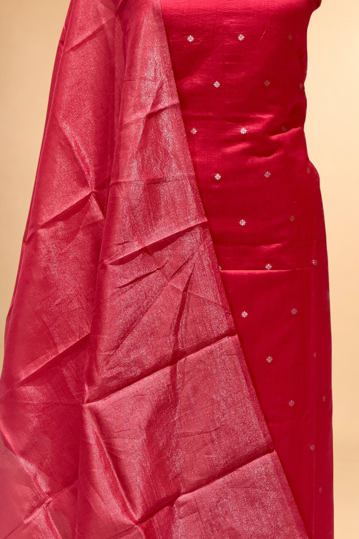 Red Pure Chiniya Silk Suit Set