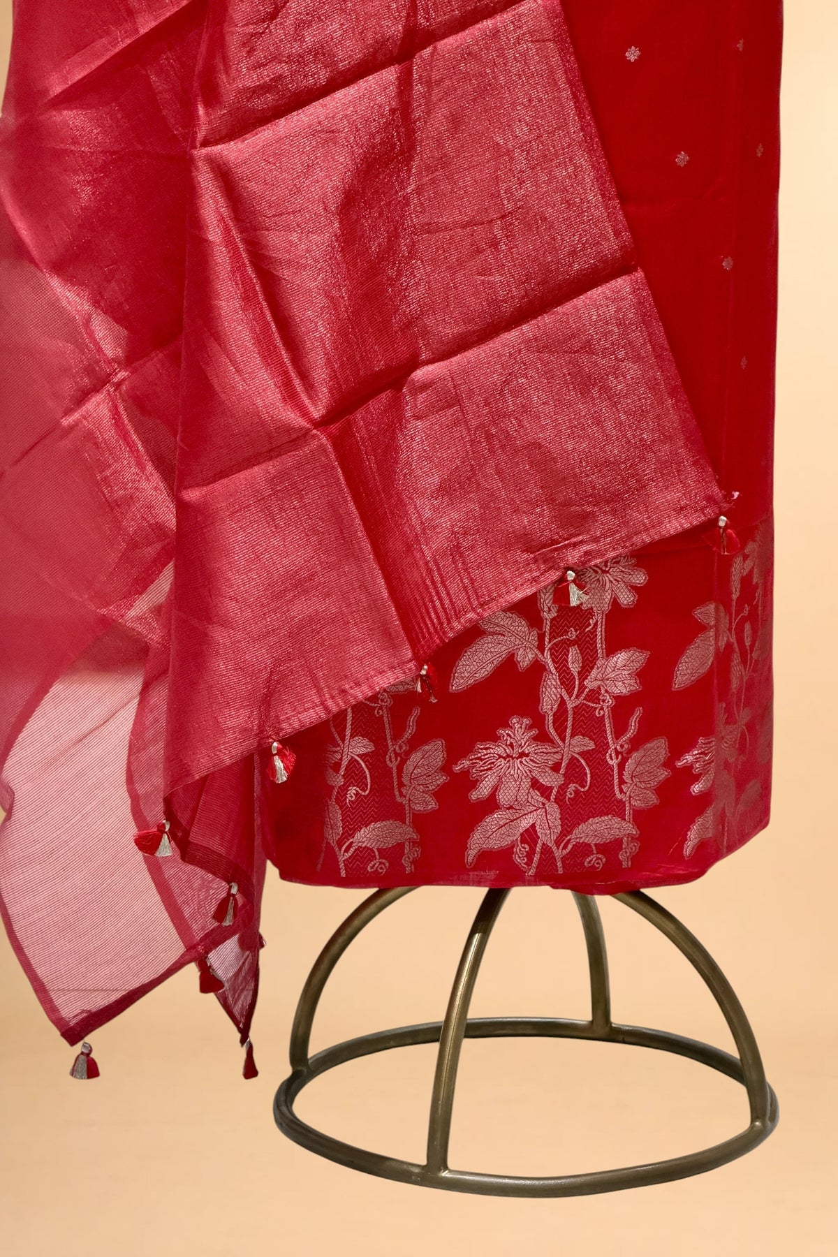 Red Pure Chiniya Silk Suit Set