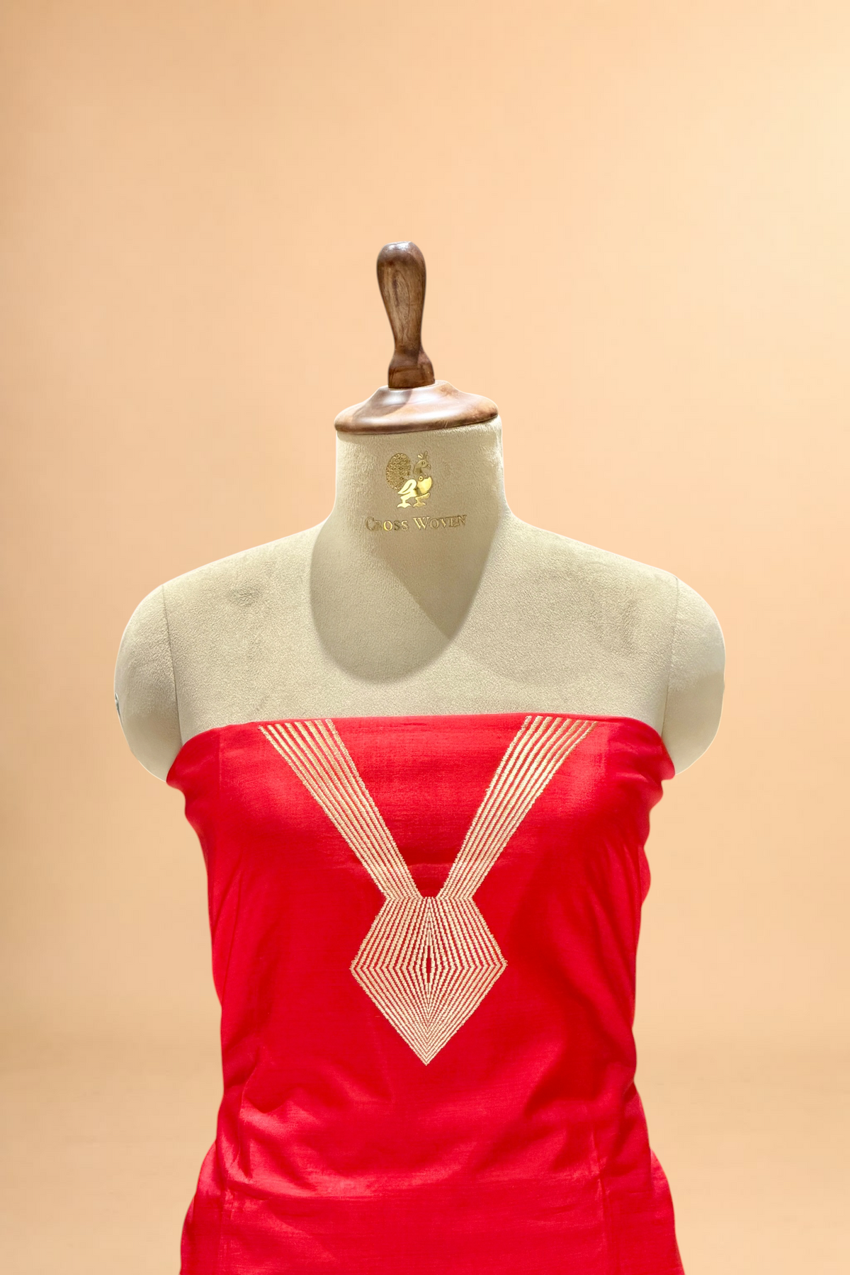 Red Soft Silk Co-Ord Set with Kadhwa Neck Panel