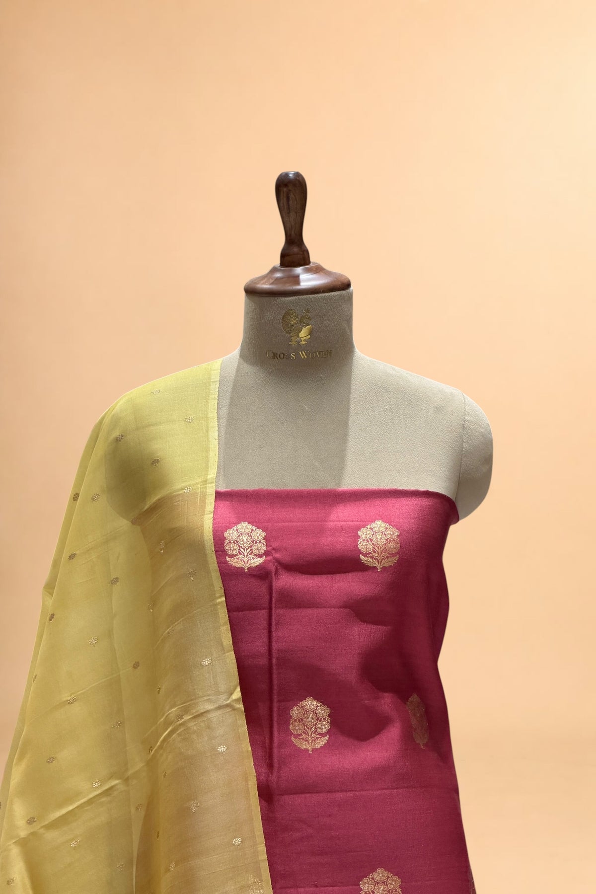 Rose Pink Pure Chiniya Silk Suit With Organza Dupatta