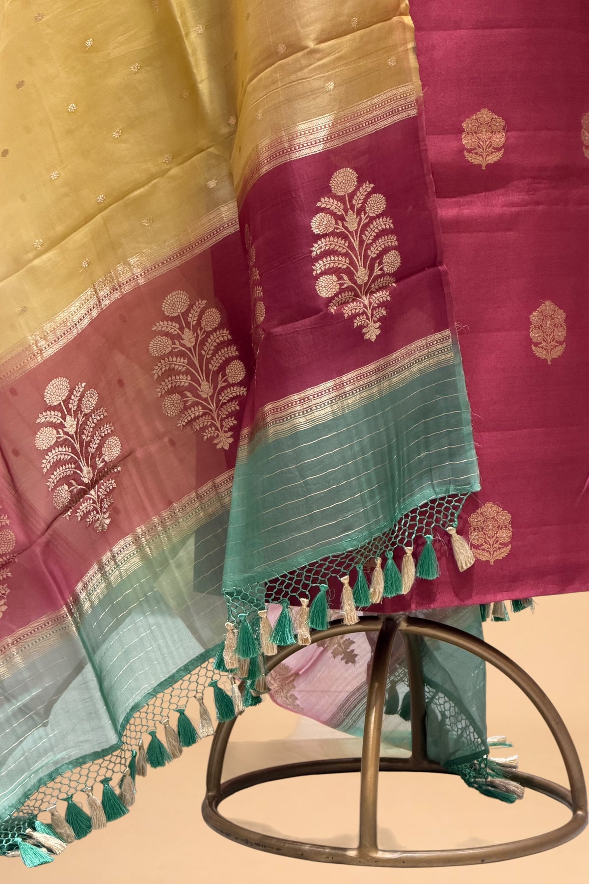 Rose Pink Pure Chiniya Silk Suit With Organza Dupatta