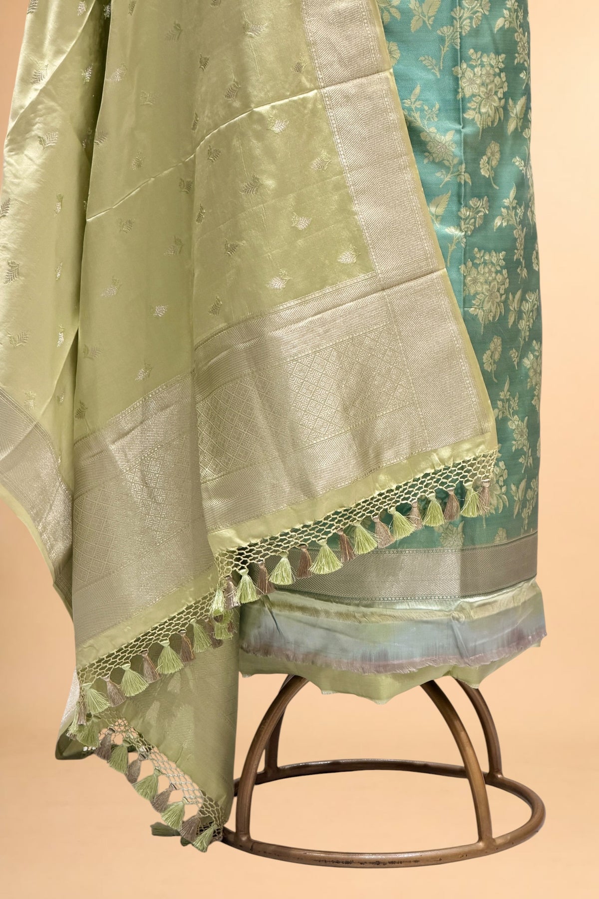 Sage Green Pure Tanchoi Silk Suit Set