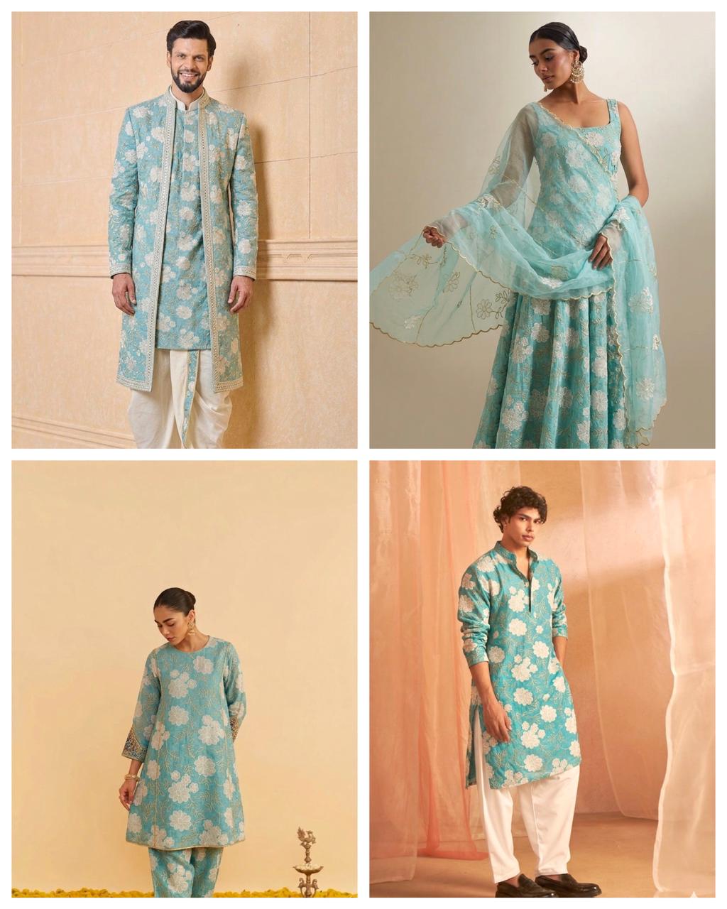 Light Blue Mul Fabric With Appliqué Work