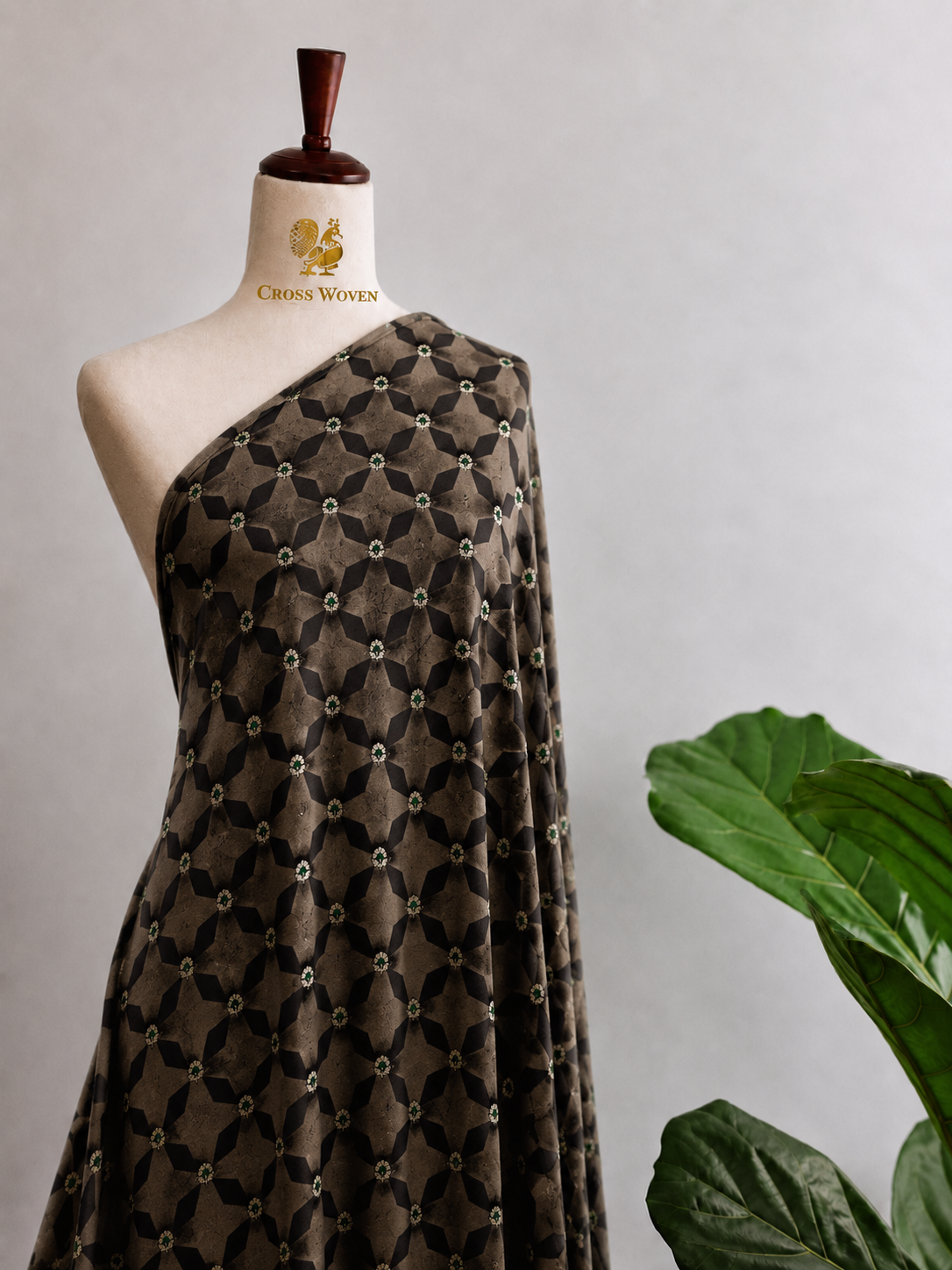 Soft Silk Fabric with Geometric Zari Weave