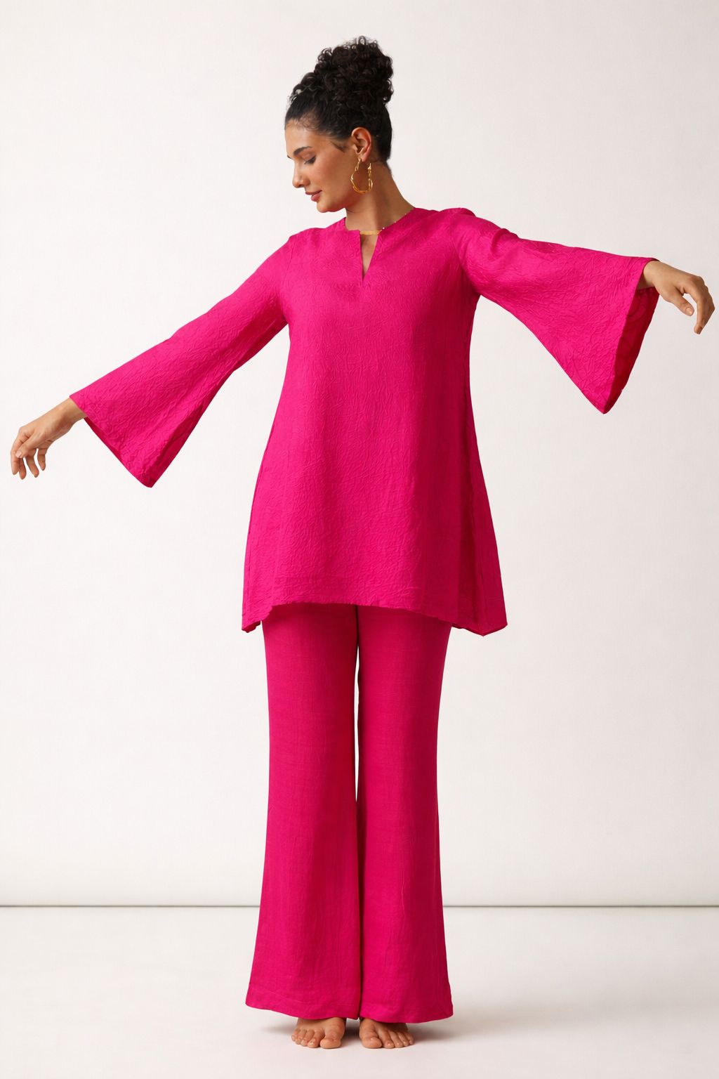 Pink Plain Muslin Silk Fabric