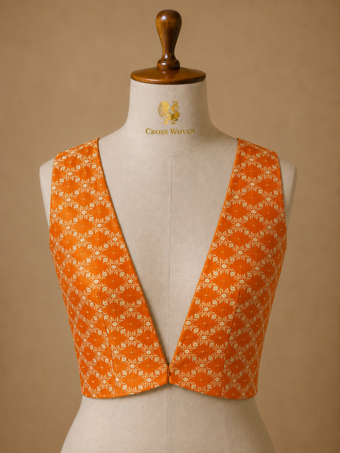 Orange Semi Katan Silk Blouse Piece