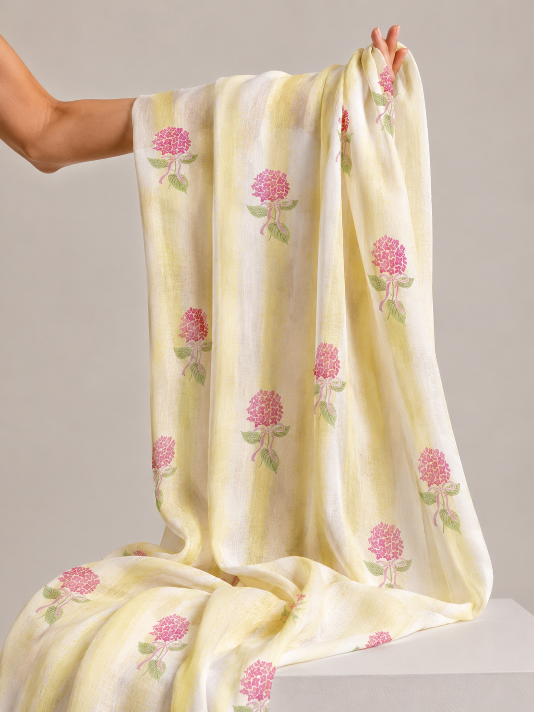 Ivory & Pastel Yellow Floral Mul Prints Fabric