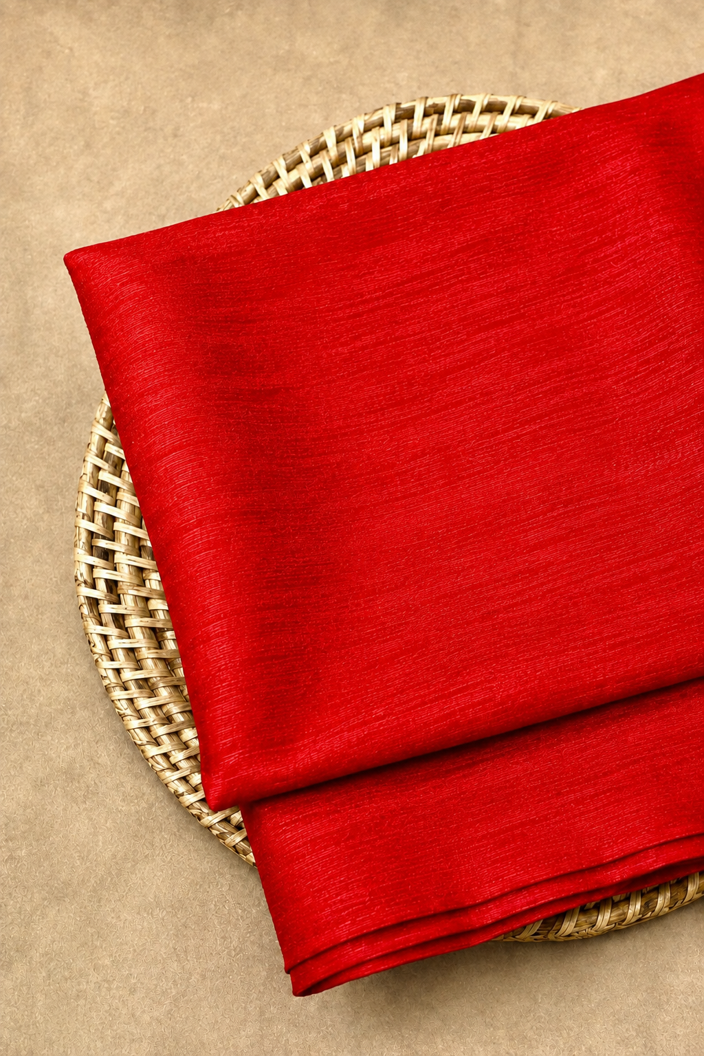 Vibrant Red Raw Silk Fabric