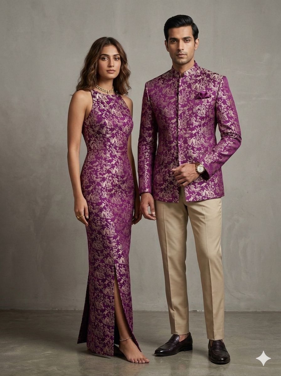 Purple Shikargah Katan Silk Handloom Fabric