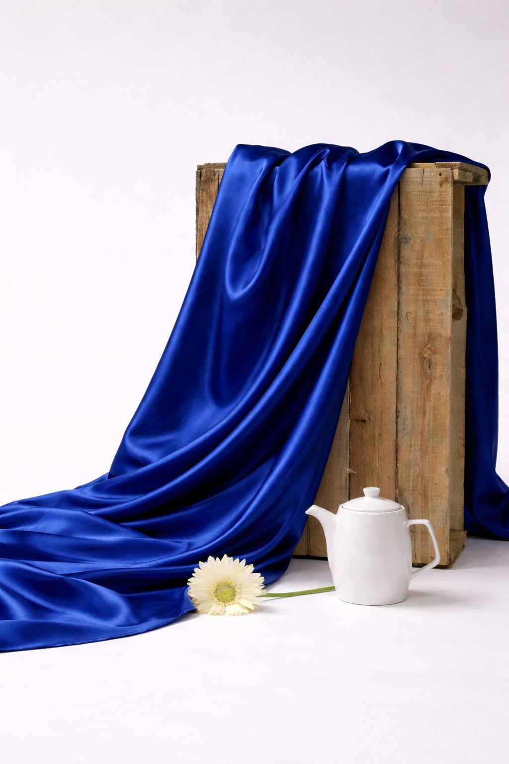 Navy Blue Plain Muslin Silk Fabric