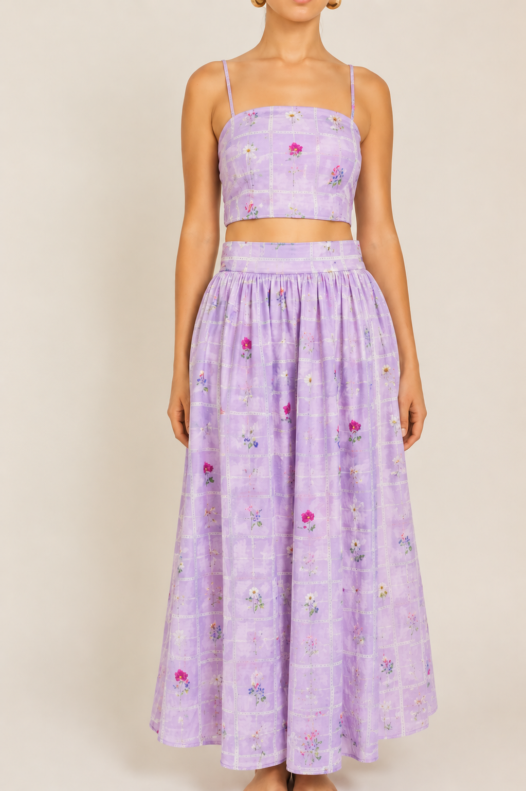 Lavender Printed Mul Fabric