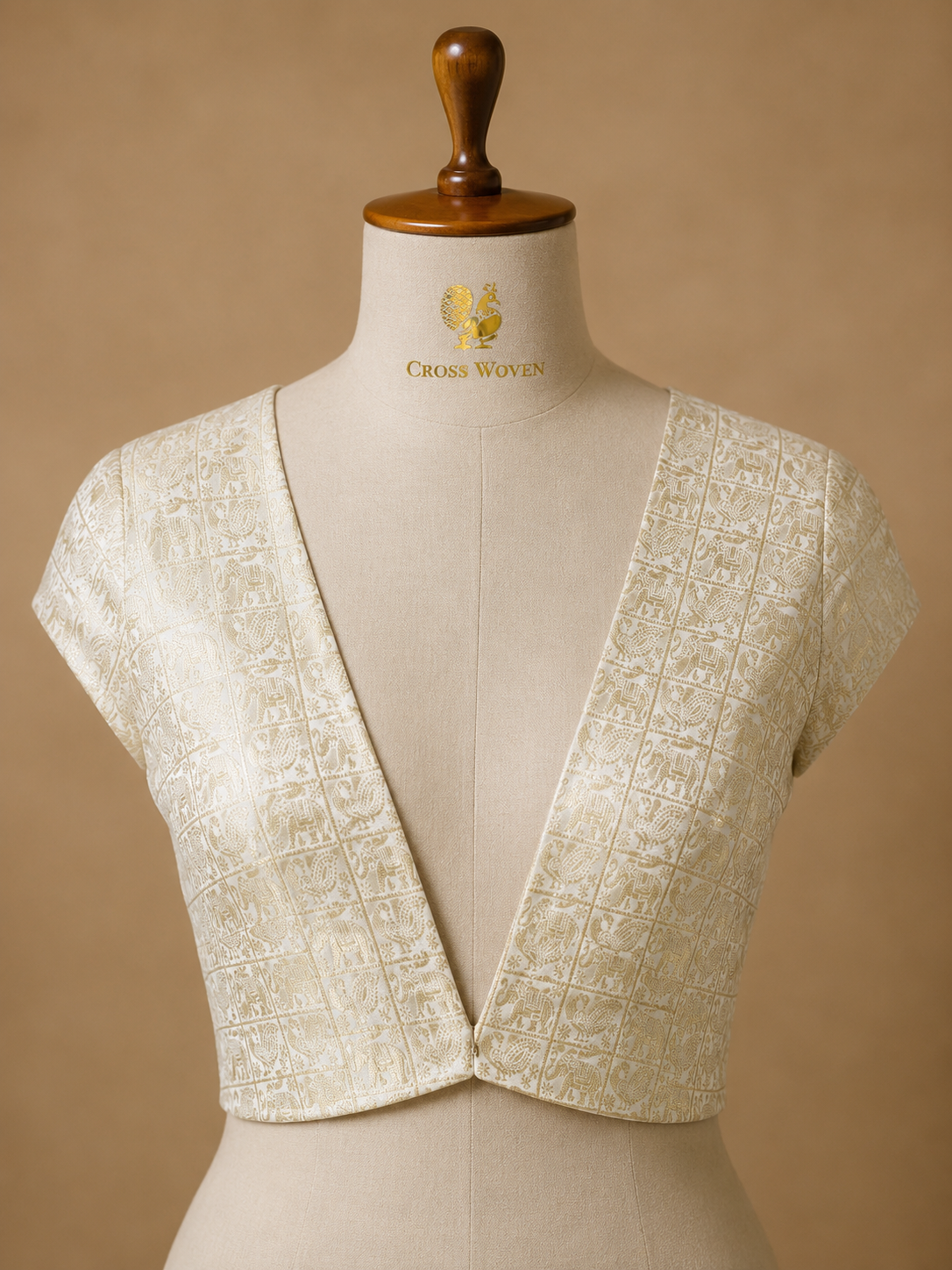 Ivory Semi Katan Brocade Silk Blouse Piece