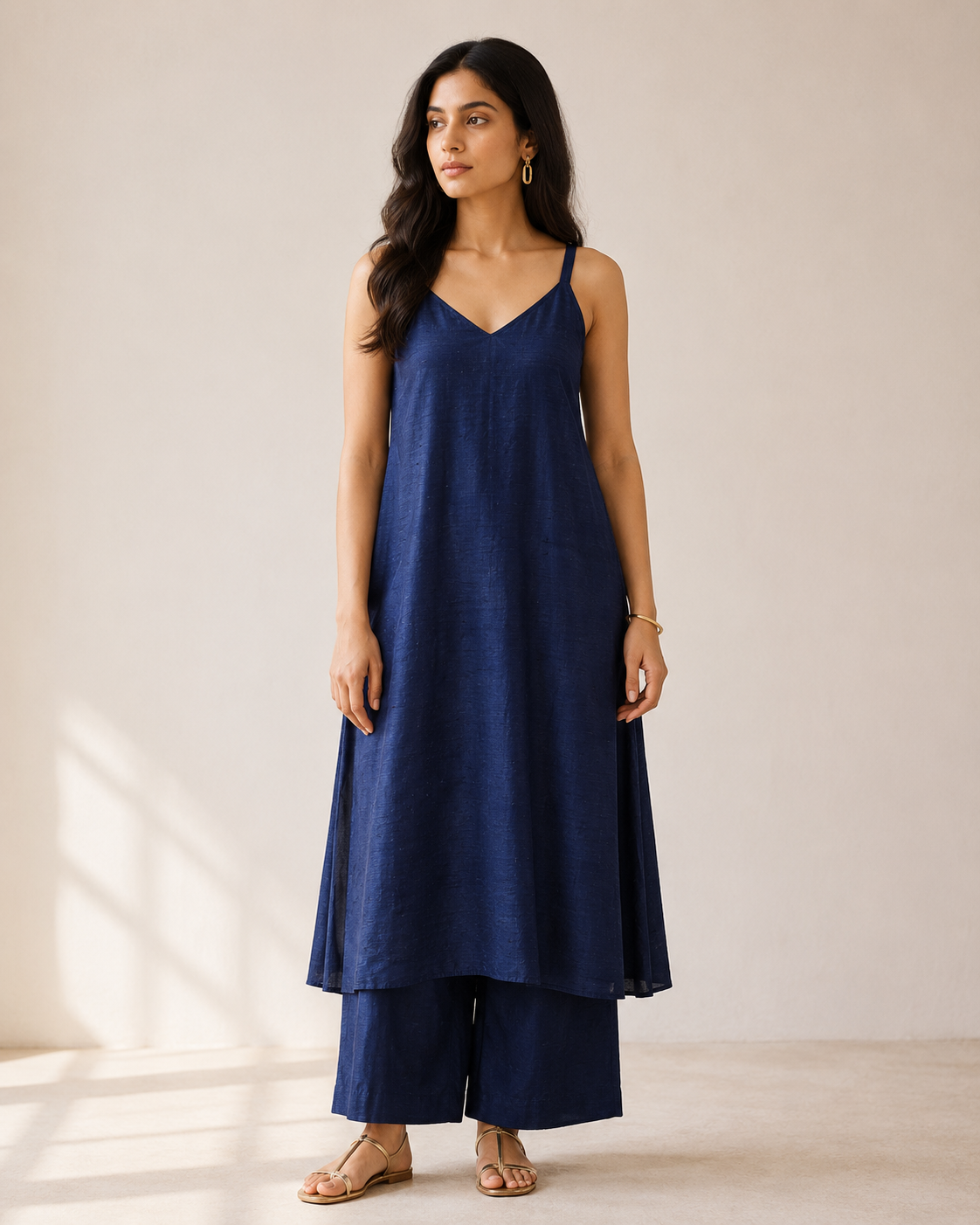 Navy Blue Raw Silk Fabric