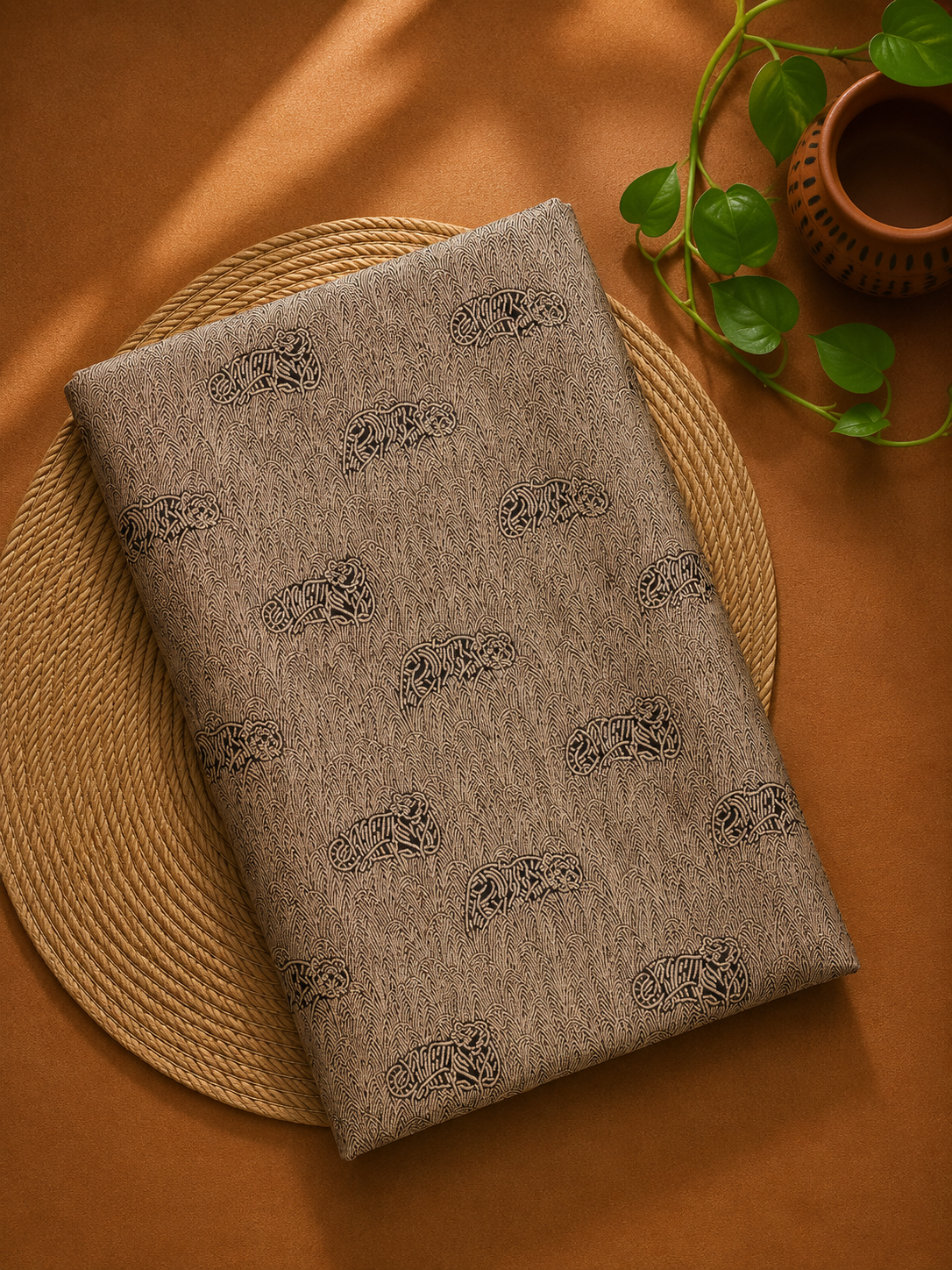 Black Brocade Katan Silk Handloom Fabric