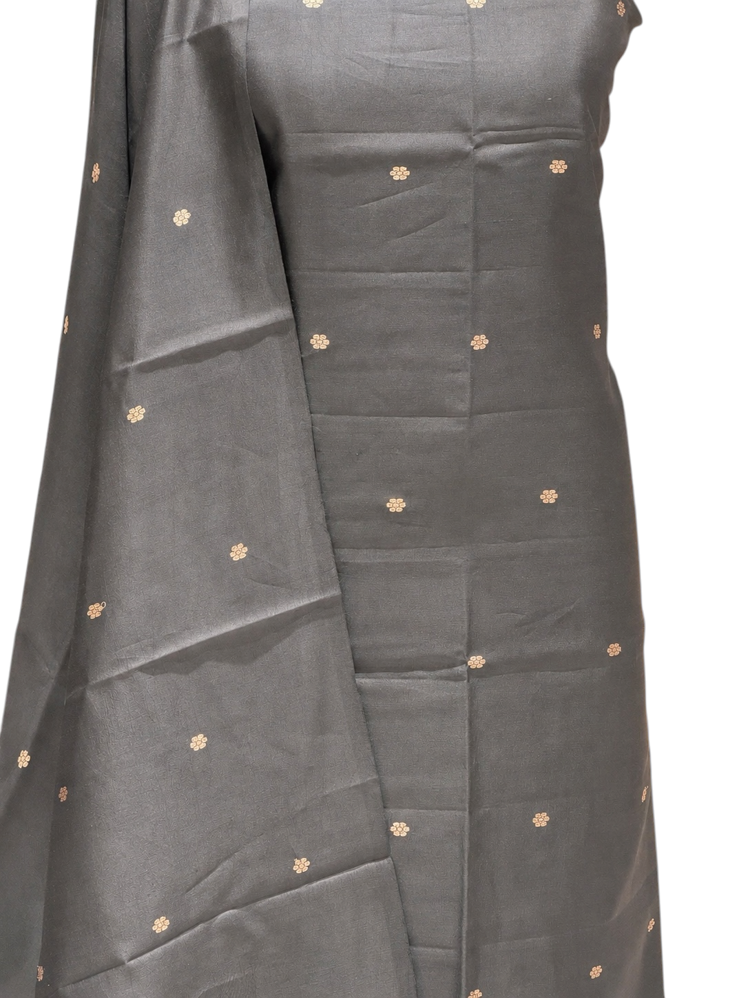 Grey Pure Silk Suit Set With Statement Bootas