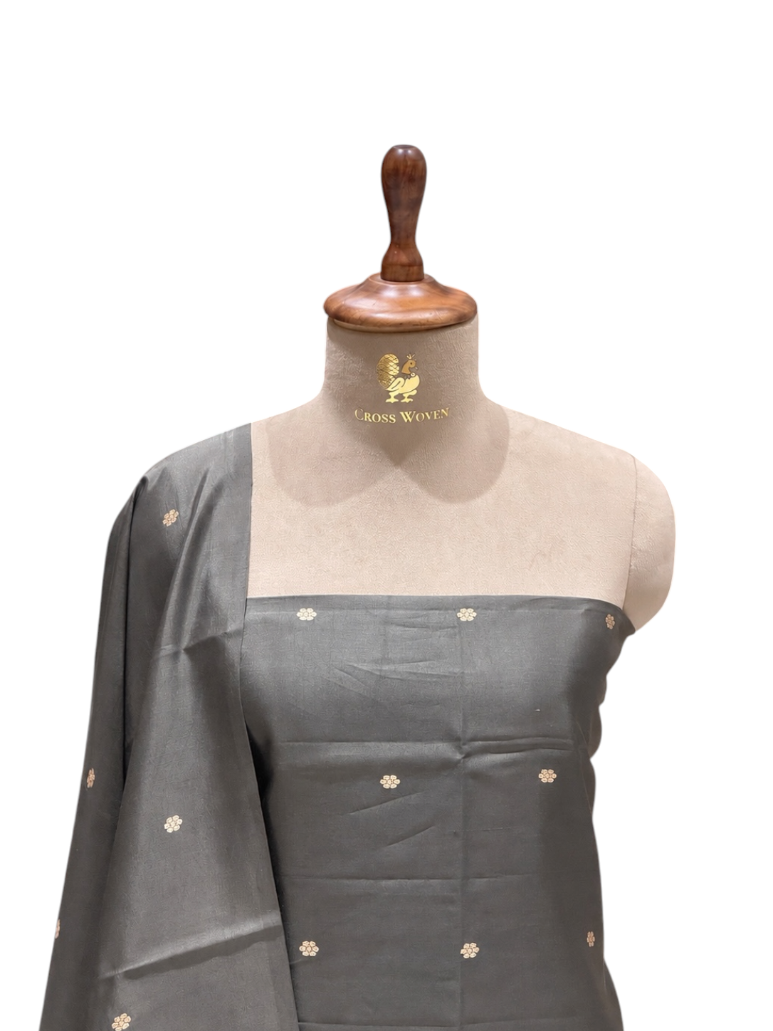 Grey Pure Silk Suit Set With Statement Bootas