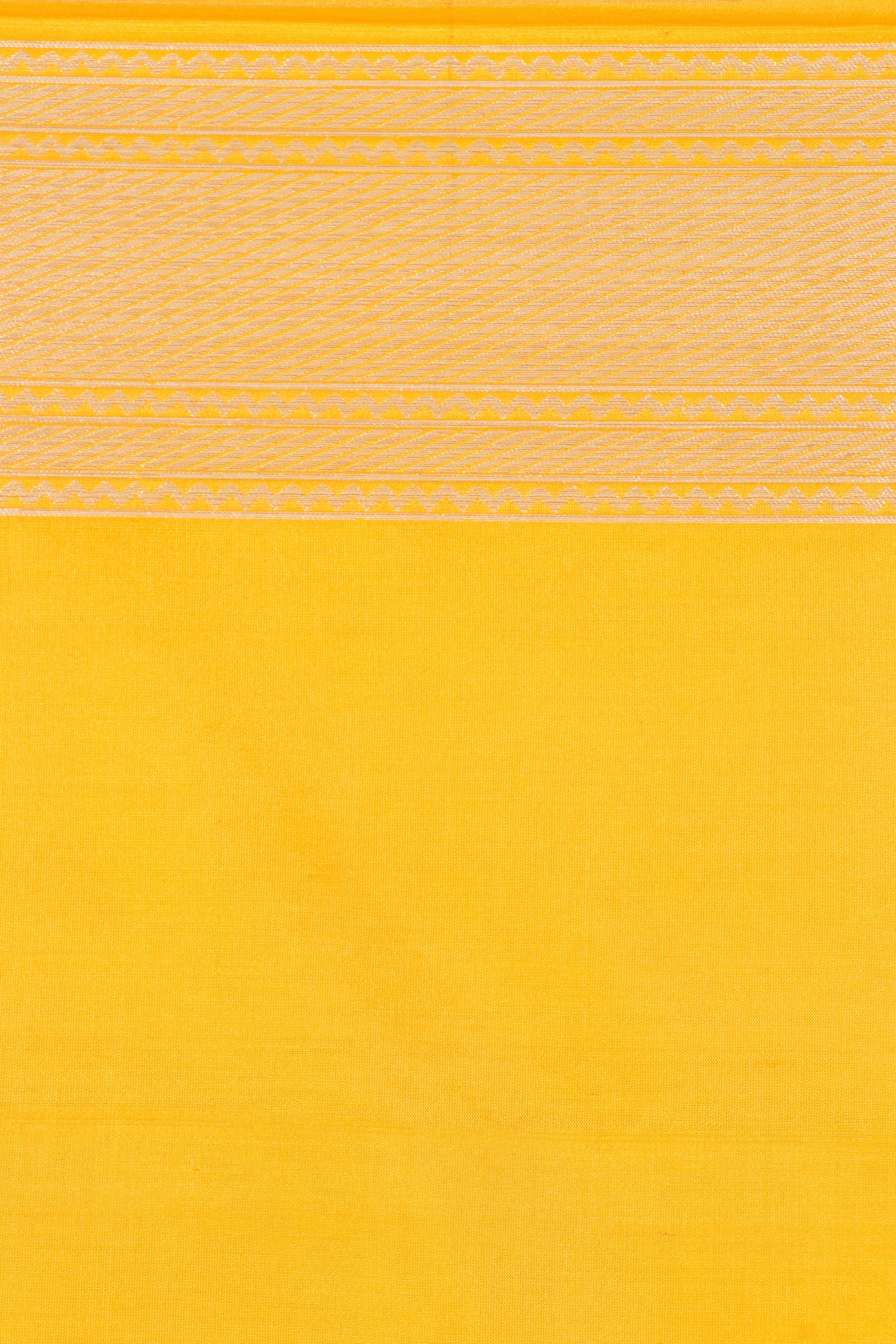 Golden Yellow Pure Katan Silk Banarasi Saree