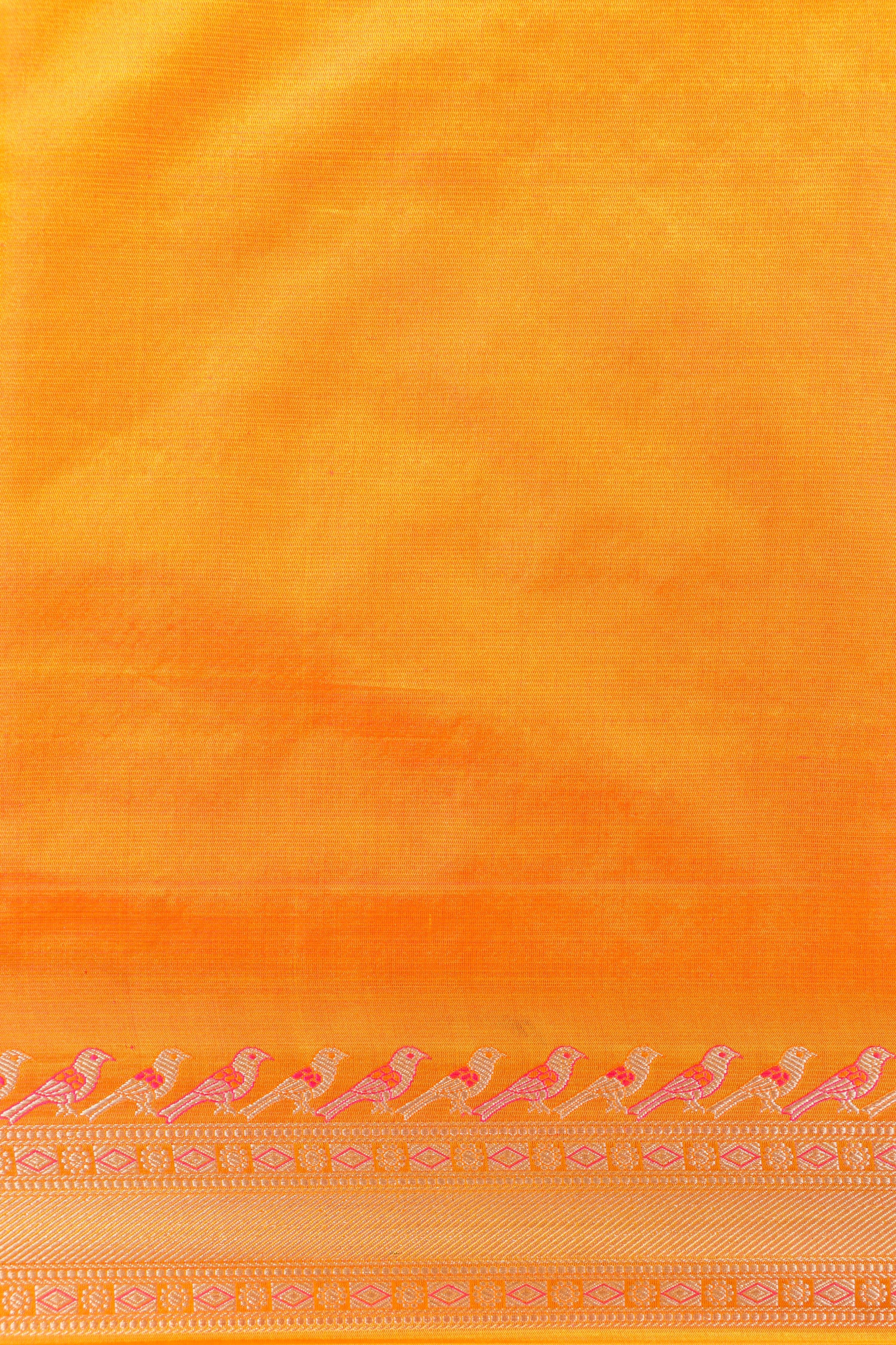 Dual Tone Orange/Pink Banarasi Pure Katan Silk Saree
